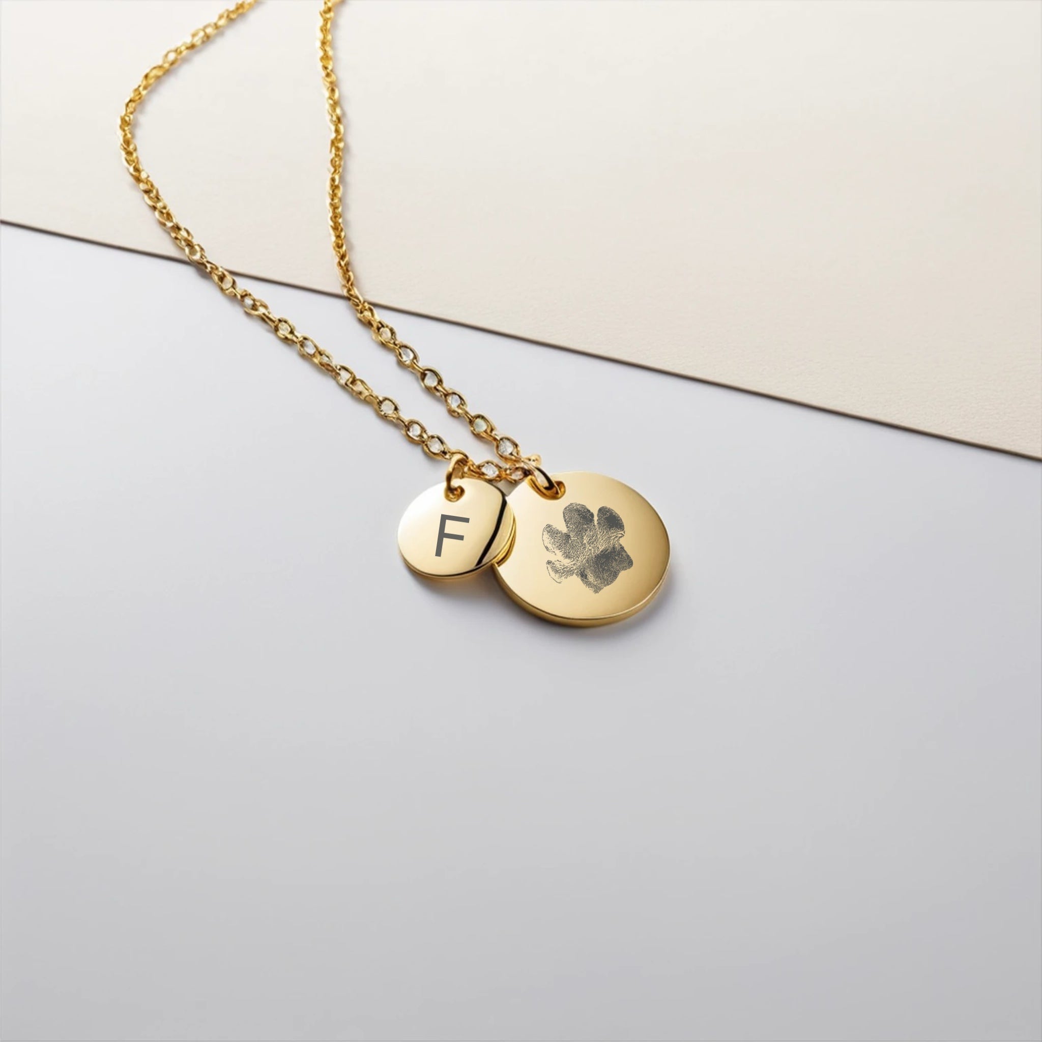 Custom Paw Print Necklace with Initial