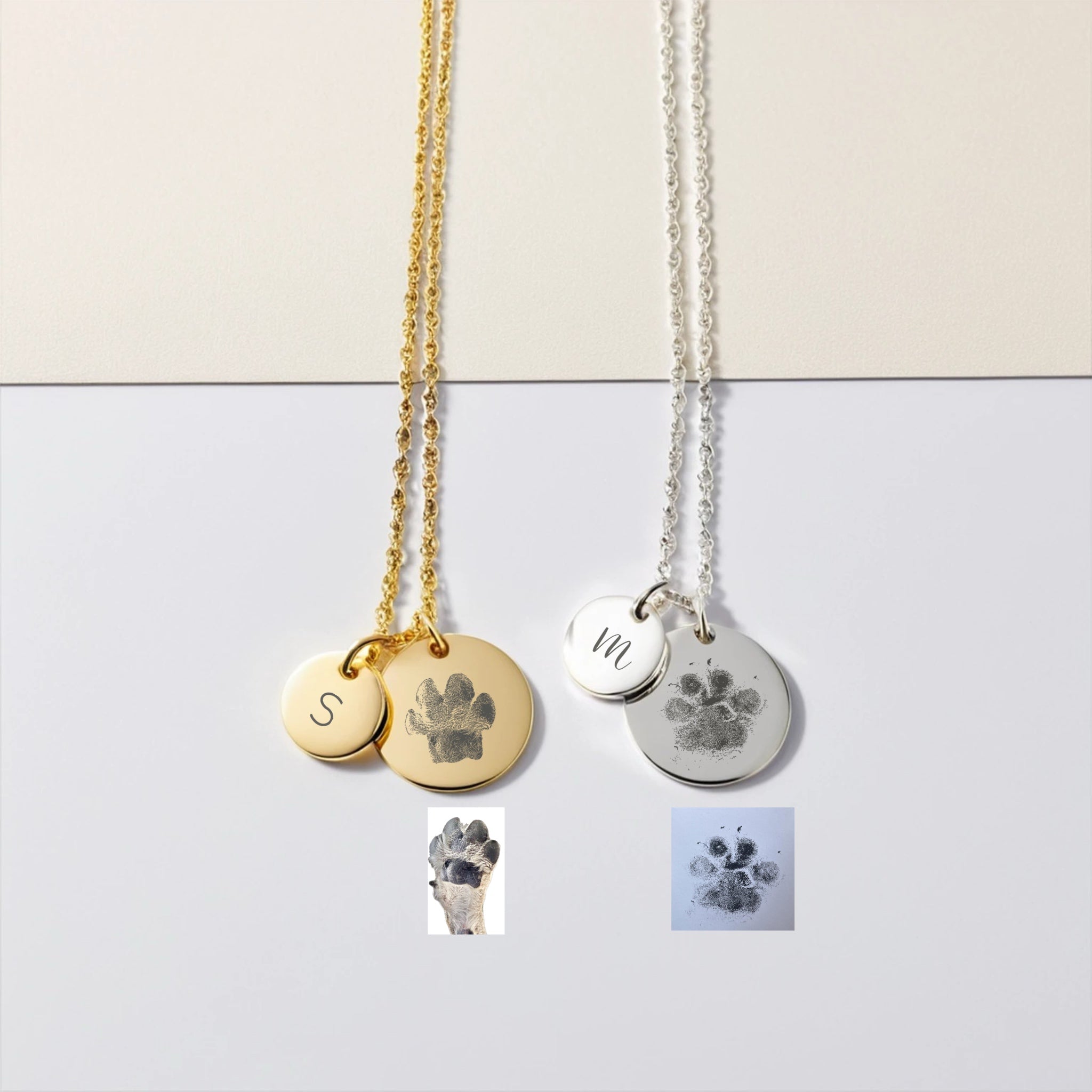 Custom Paw Print Necklace with Initial