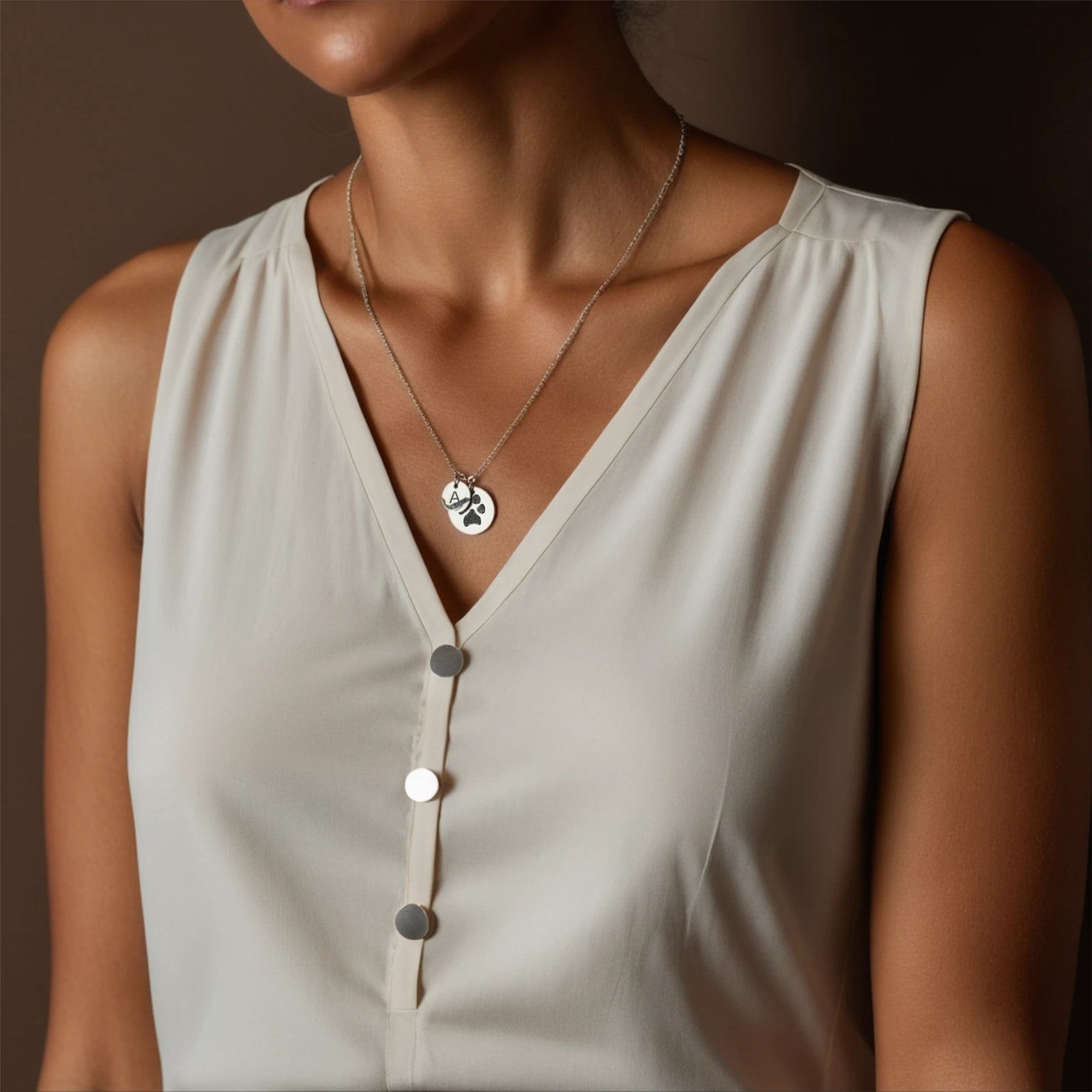 Custom Paw Print Necklace with Initial