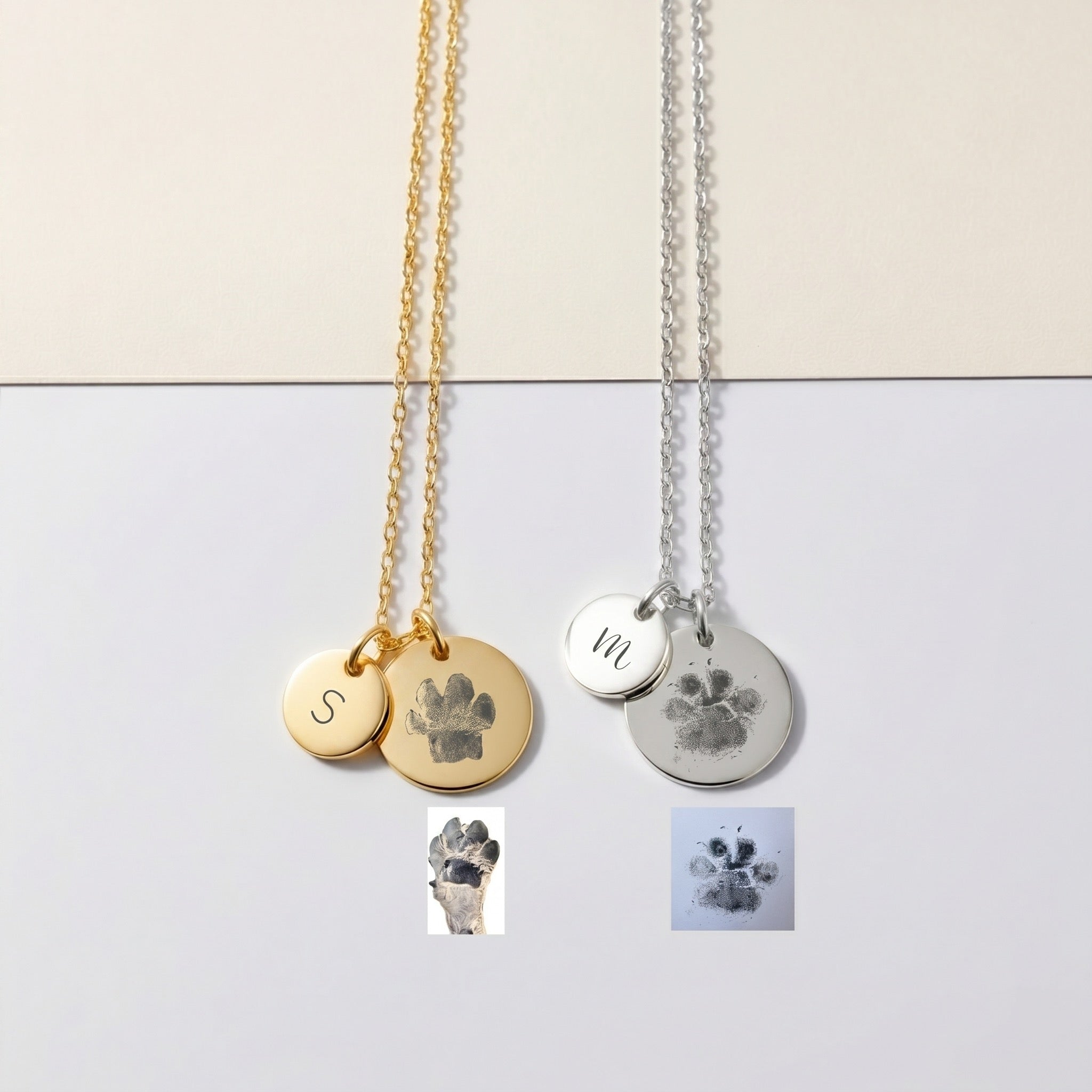 Custom Paw Print Necklace with Initial