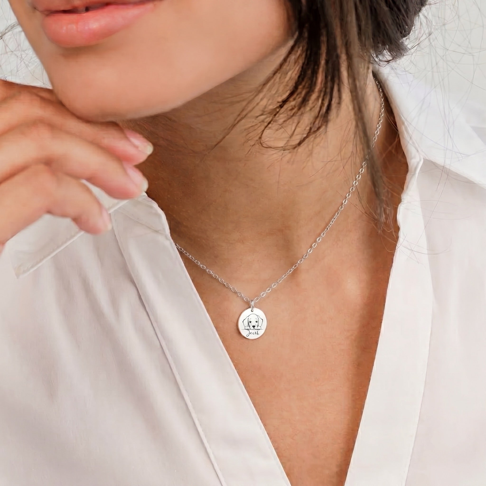 Cute Dog Face & Name Necklace