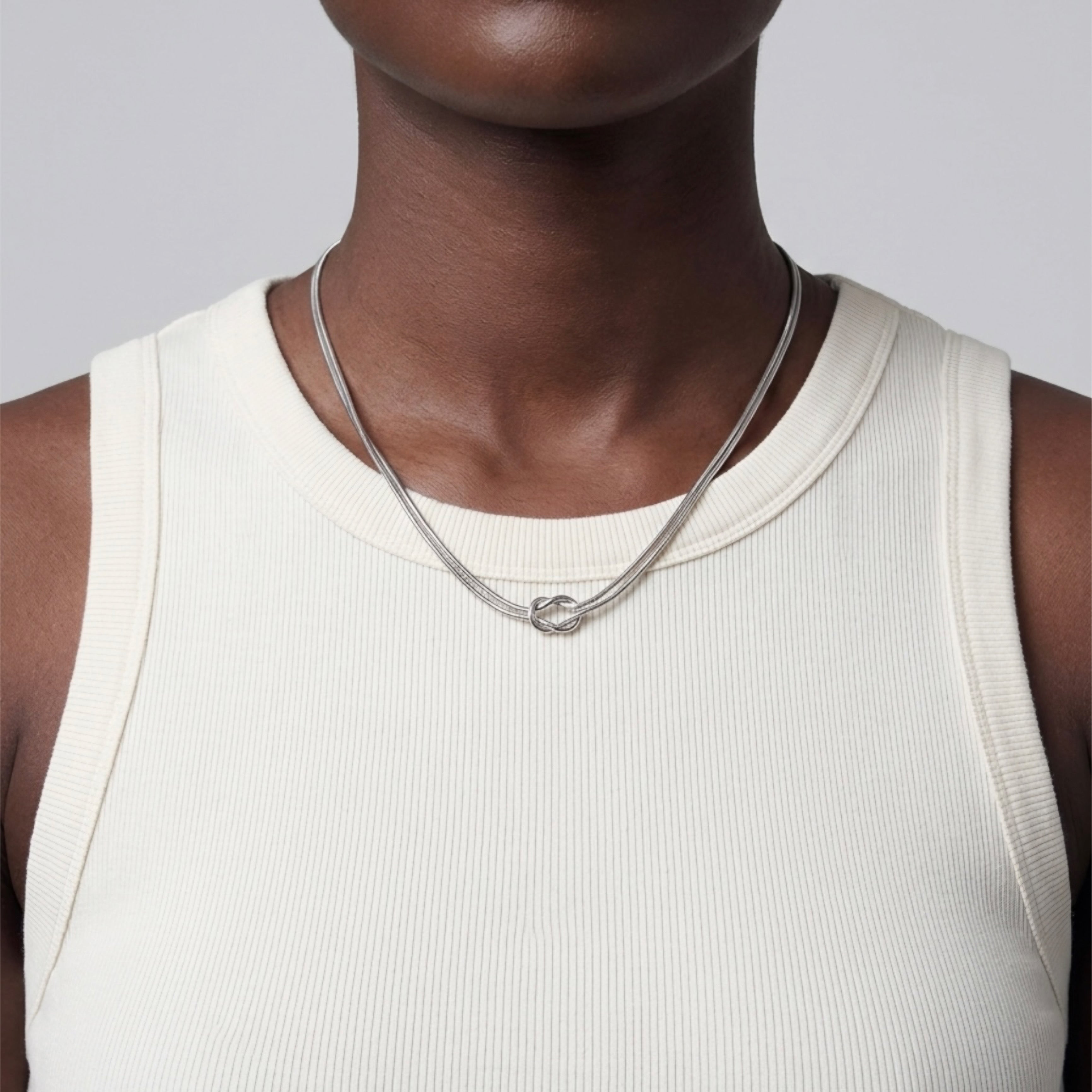 Intertwined Parallel Snake Chain Knot Necklace
