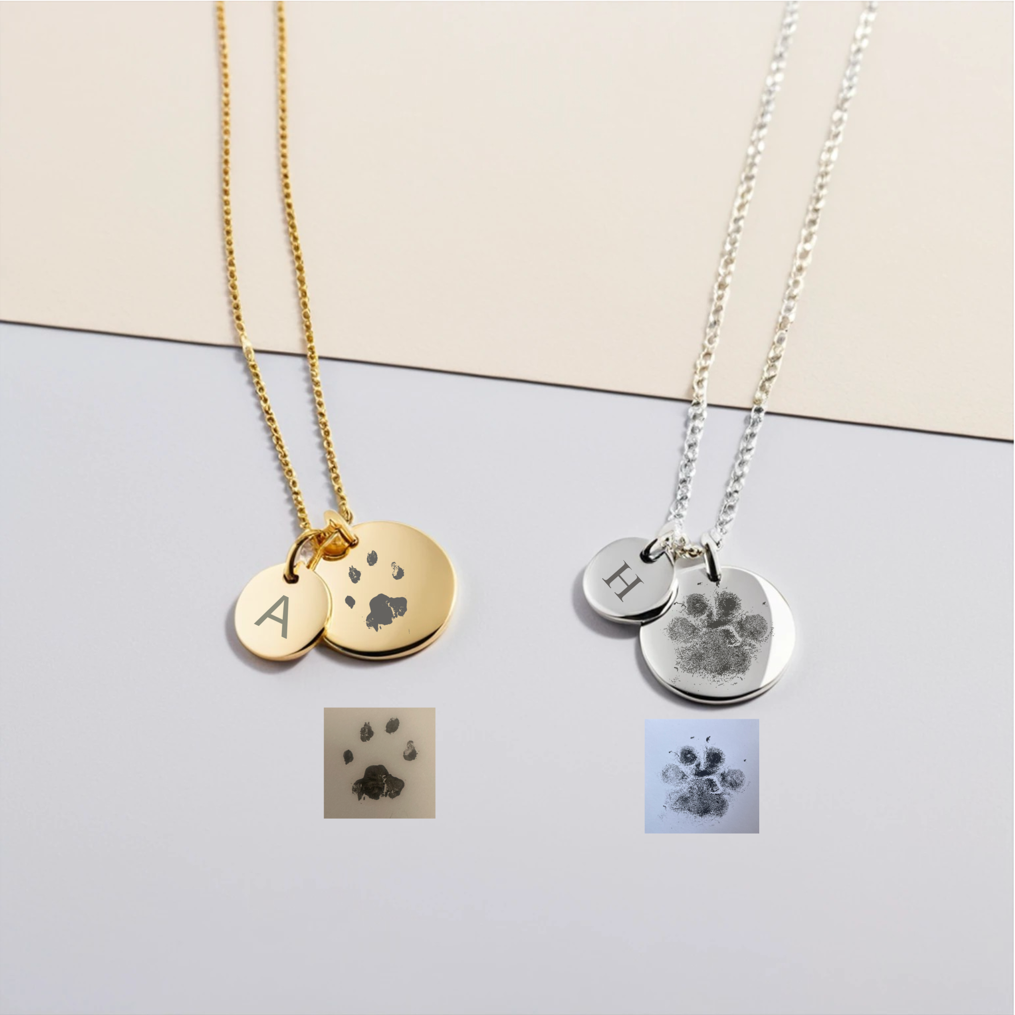 Custom Paw Print Necklace with Initial