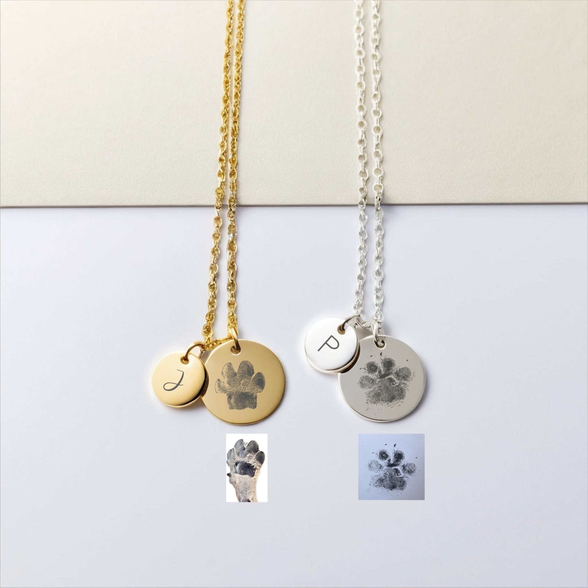 Custom Paw Print Necklace with Initial