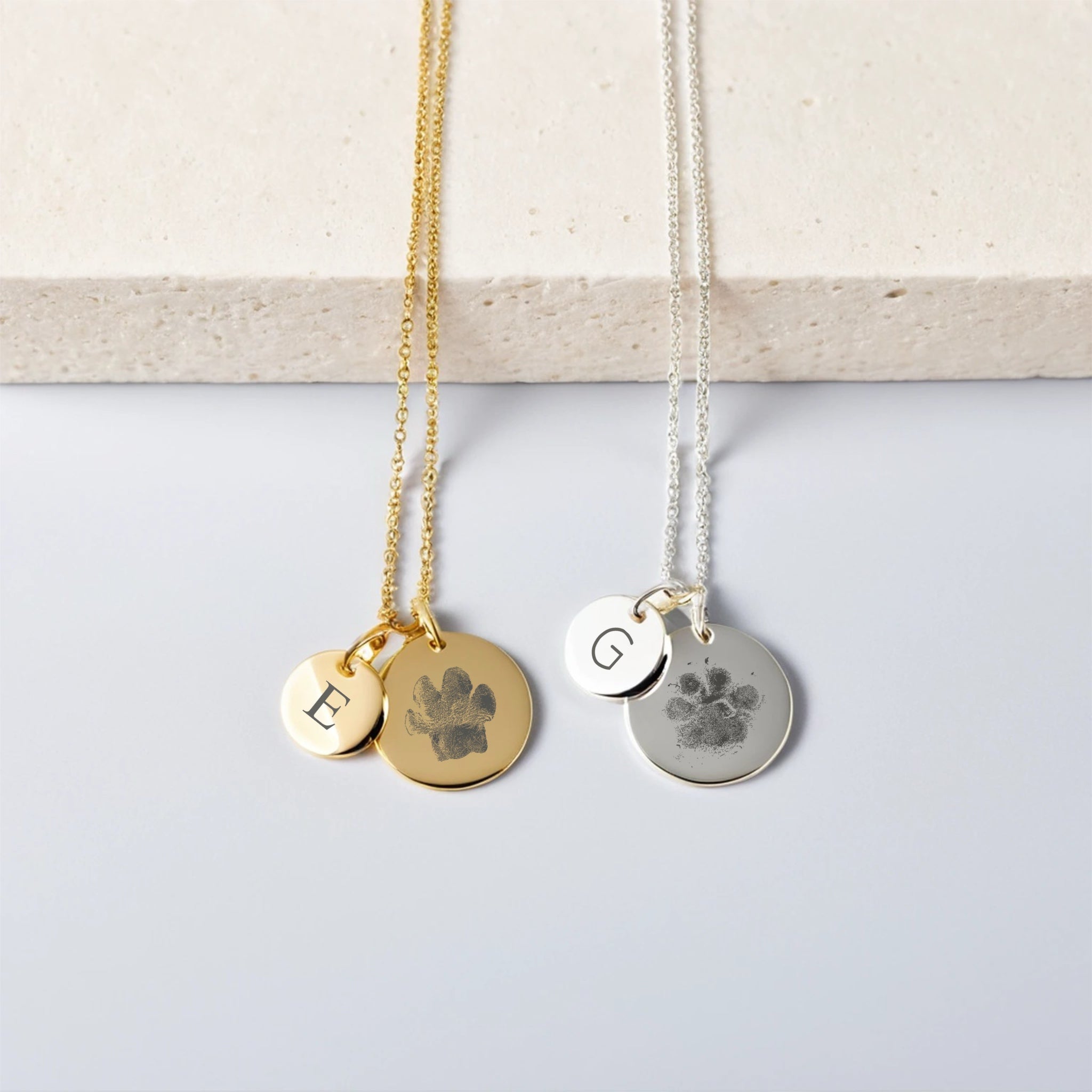 Custom Paw Print Necklace with Initial