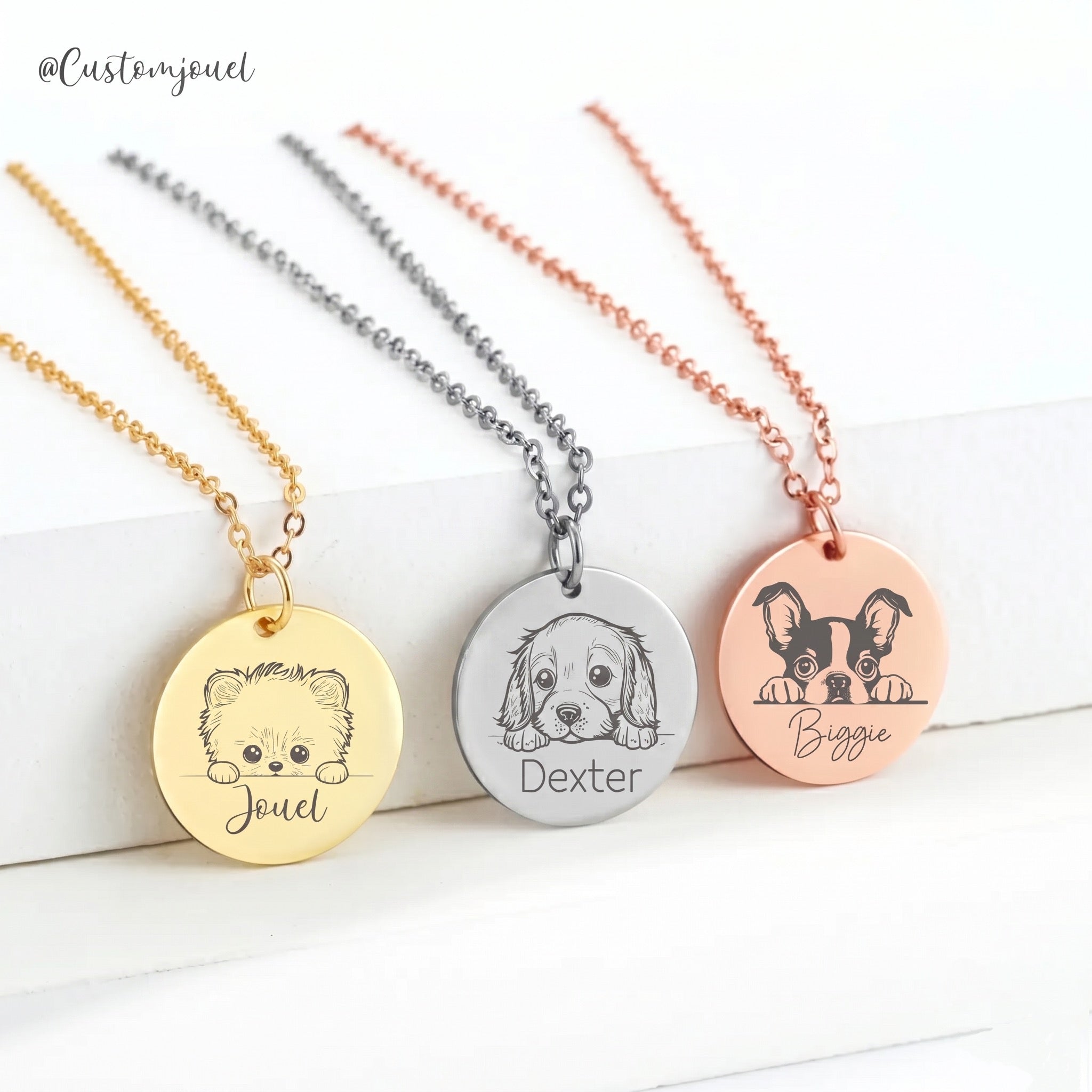 Cute Dog Face & Name Necklace