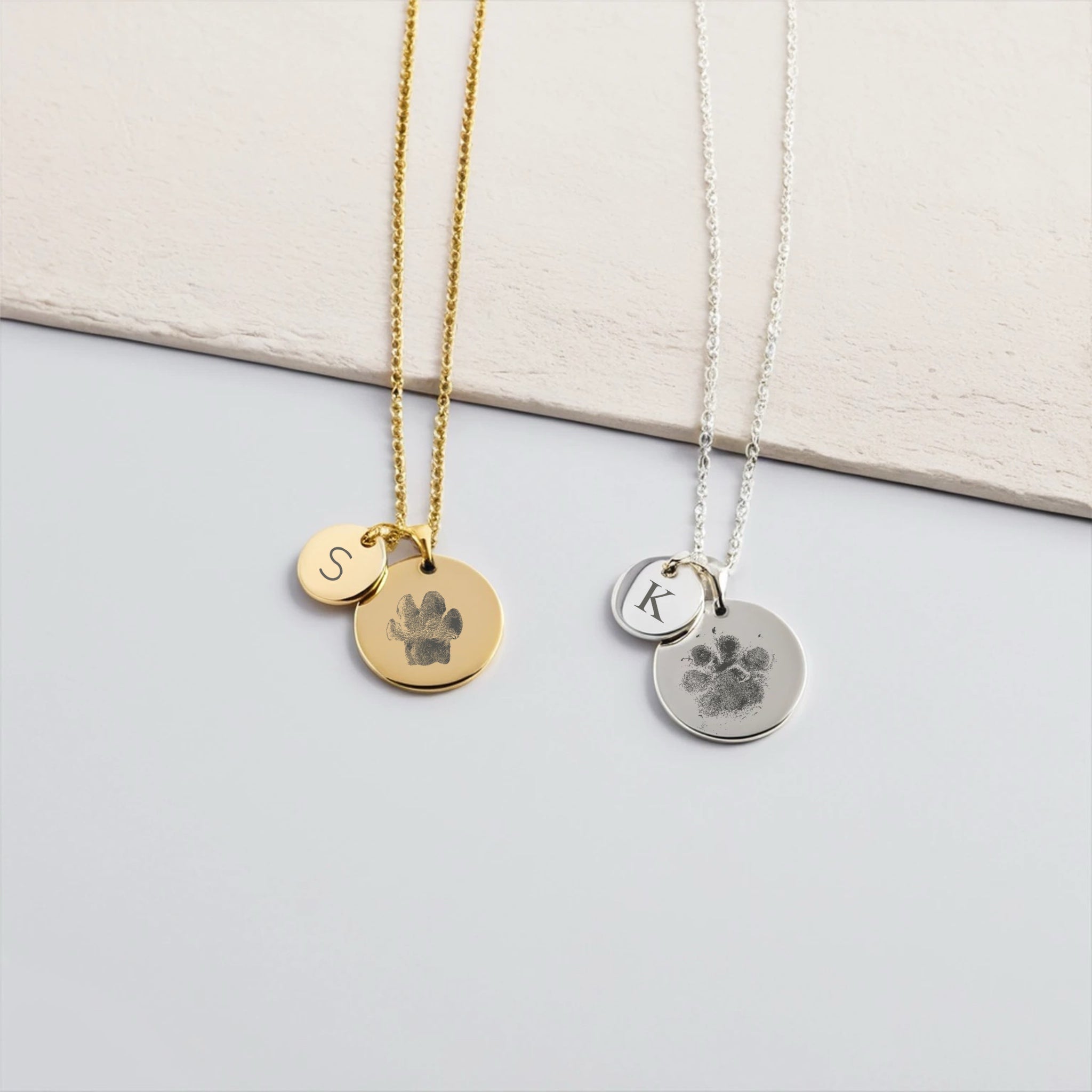 Custom Paw Print Necklace with Initial
