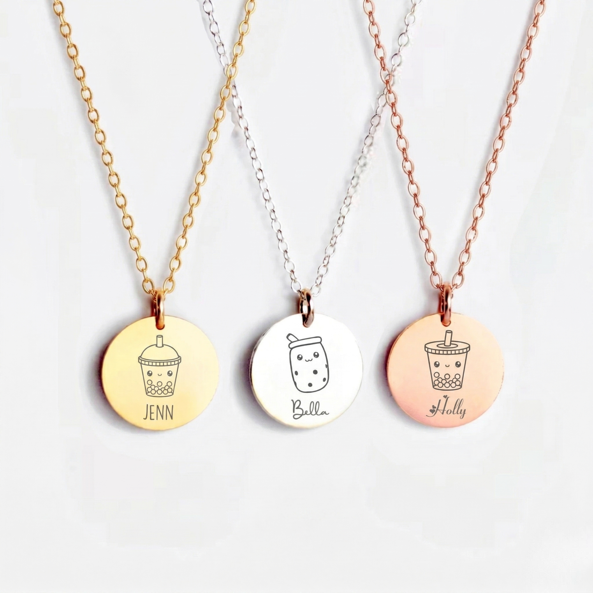 Kawaii Bubble Tea with Name Necklace
