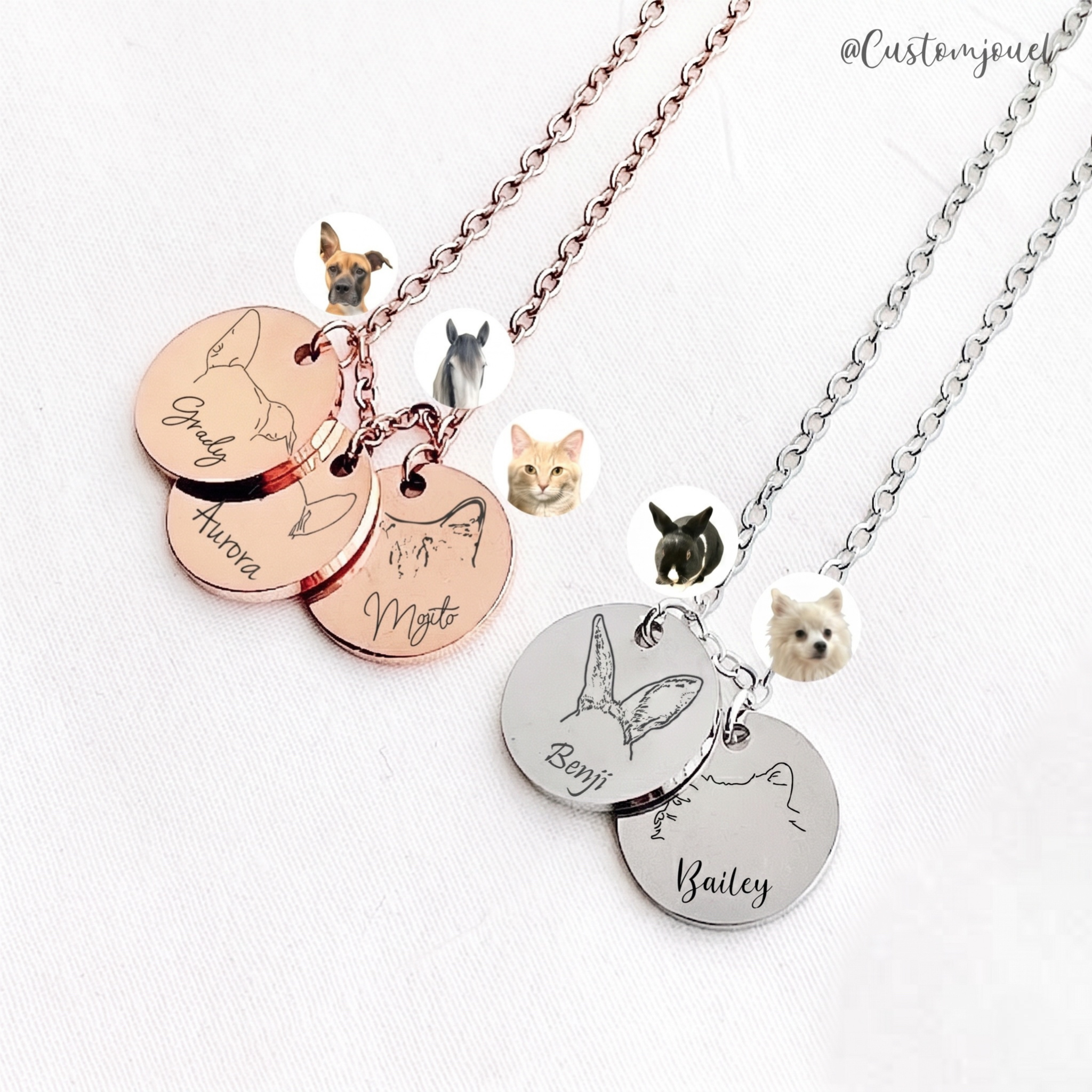 Pet Ears Drawing & Name Necklace