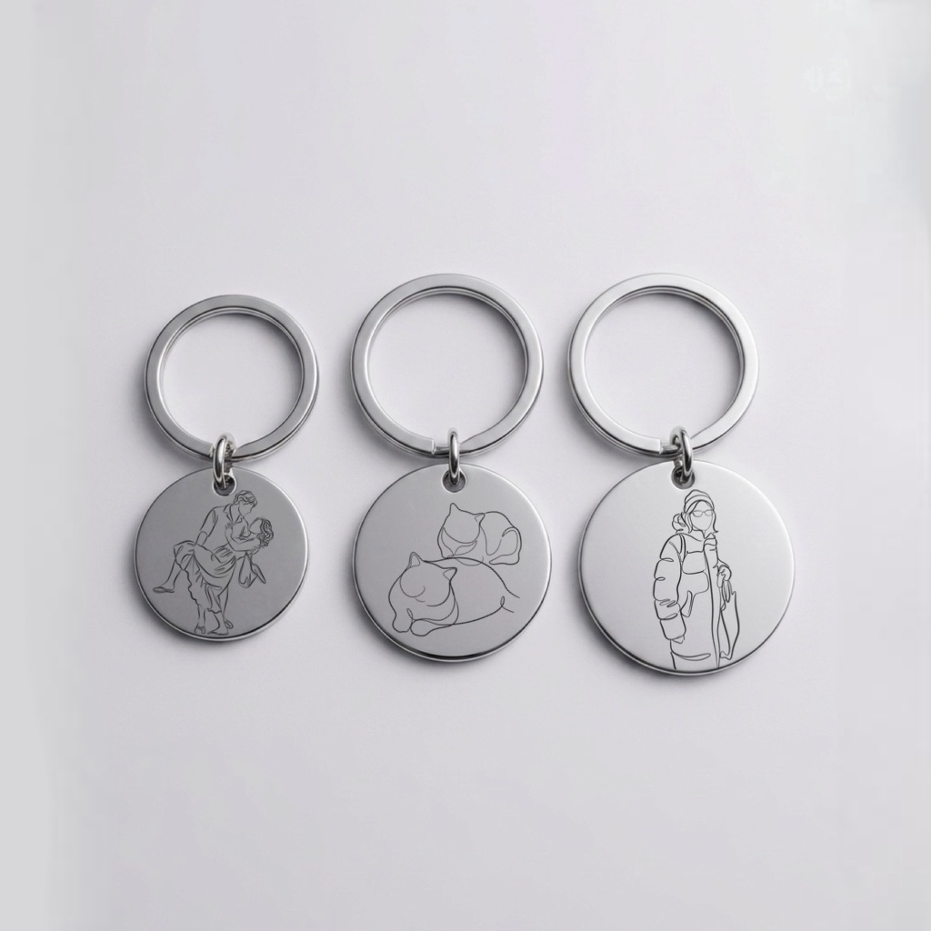 Draw from Photo Calligraphy Line Keyring