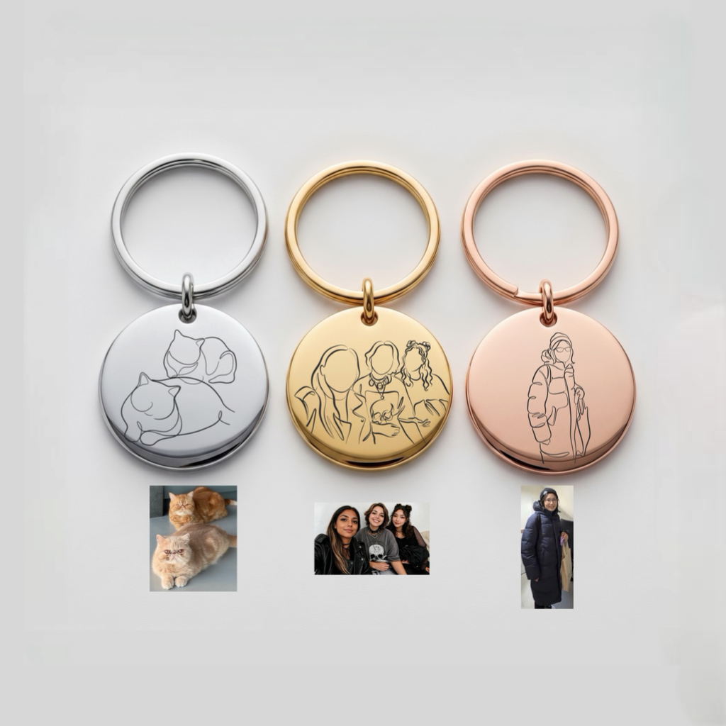 Draw from Photo Calligraphy Line Keyring