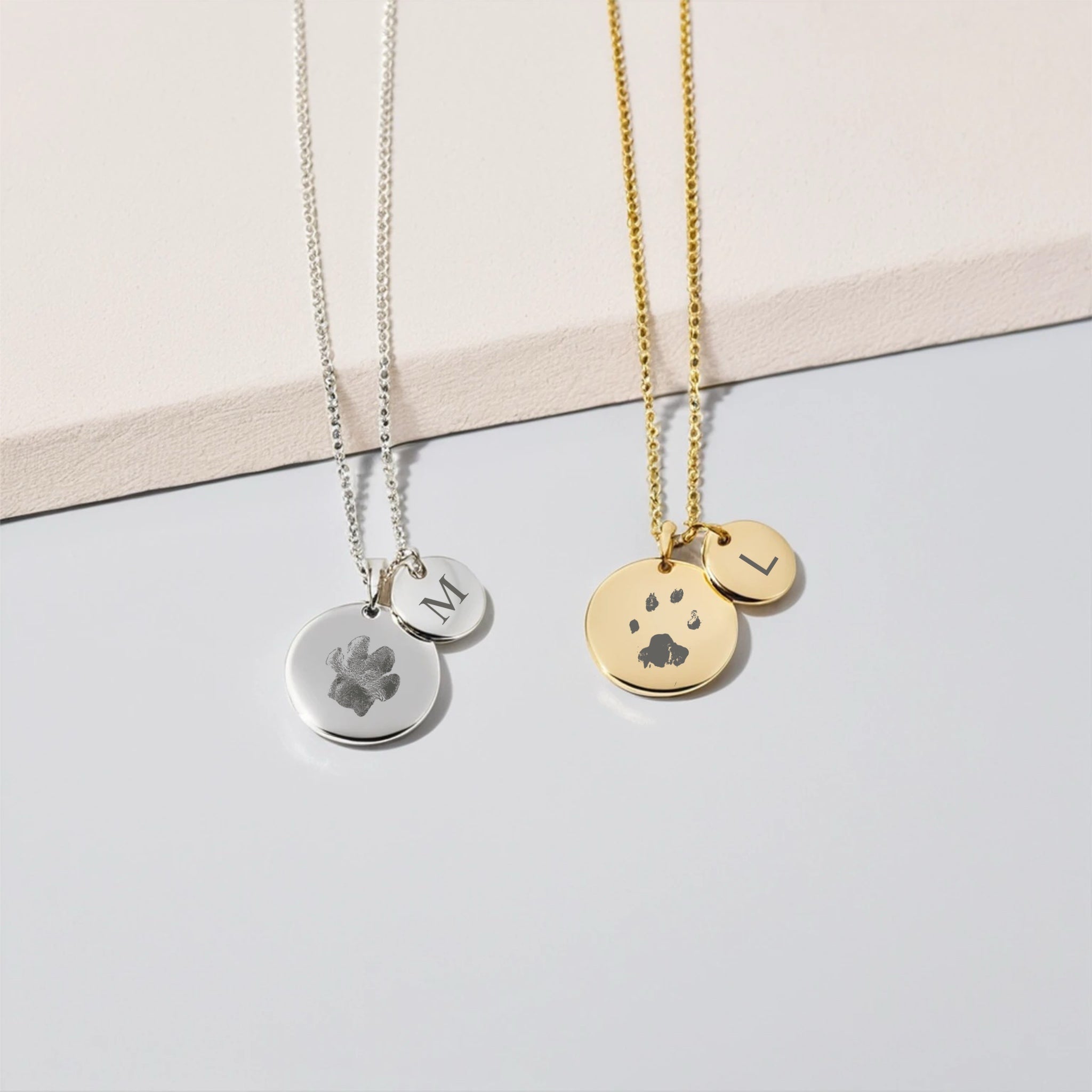 Custom Paw Print Necklace with Initial