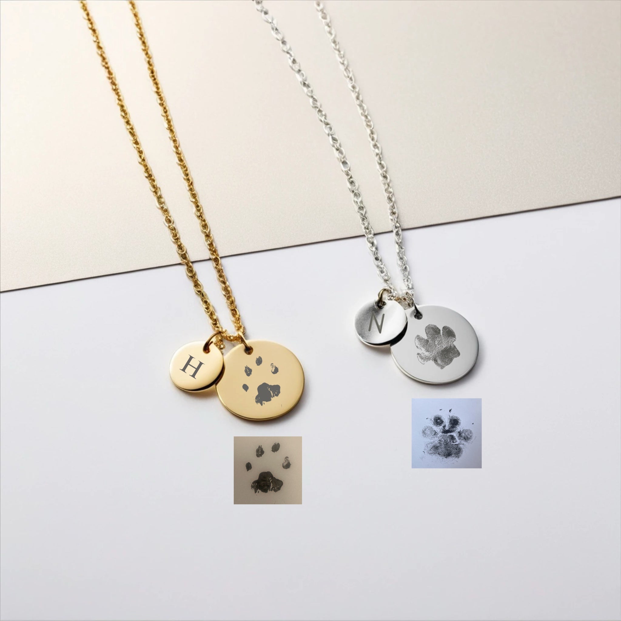 Custom Paw Print Necklace with Initial