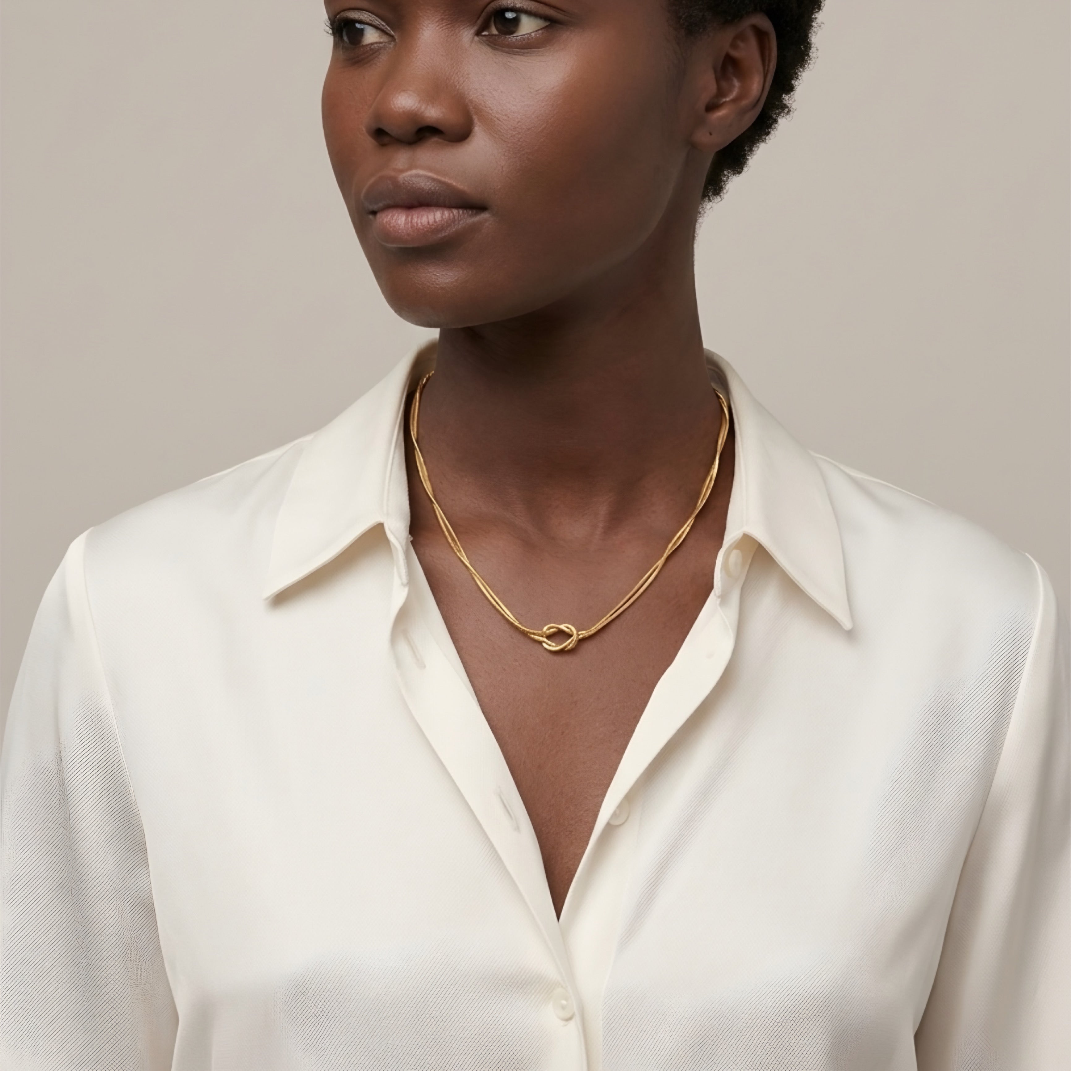 Intertwined Parallel Snake Chain Knot Necklace