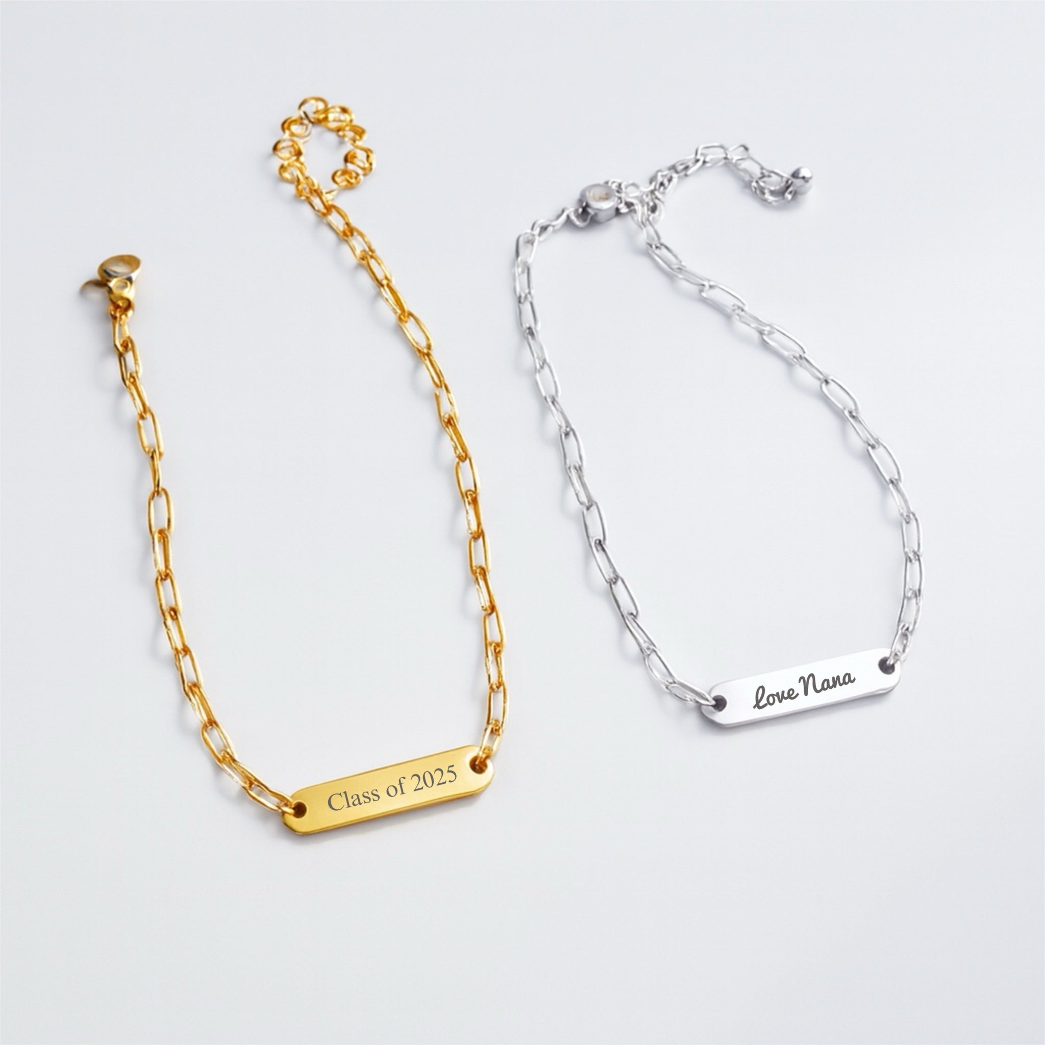 Dainty Engraved Bar Paperclip Bracelet