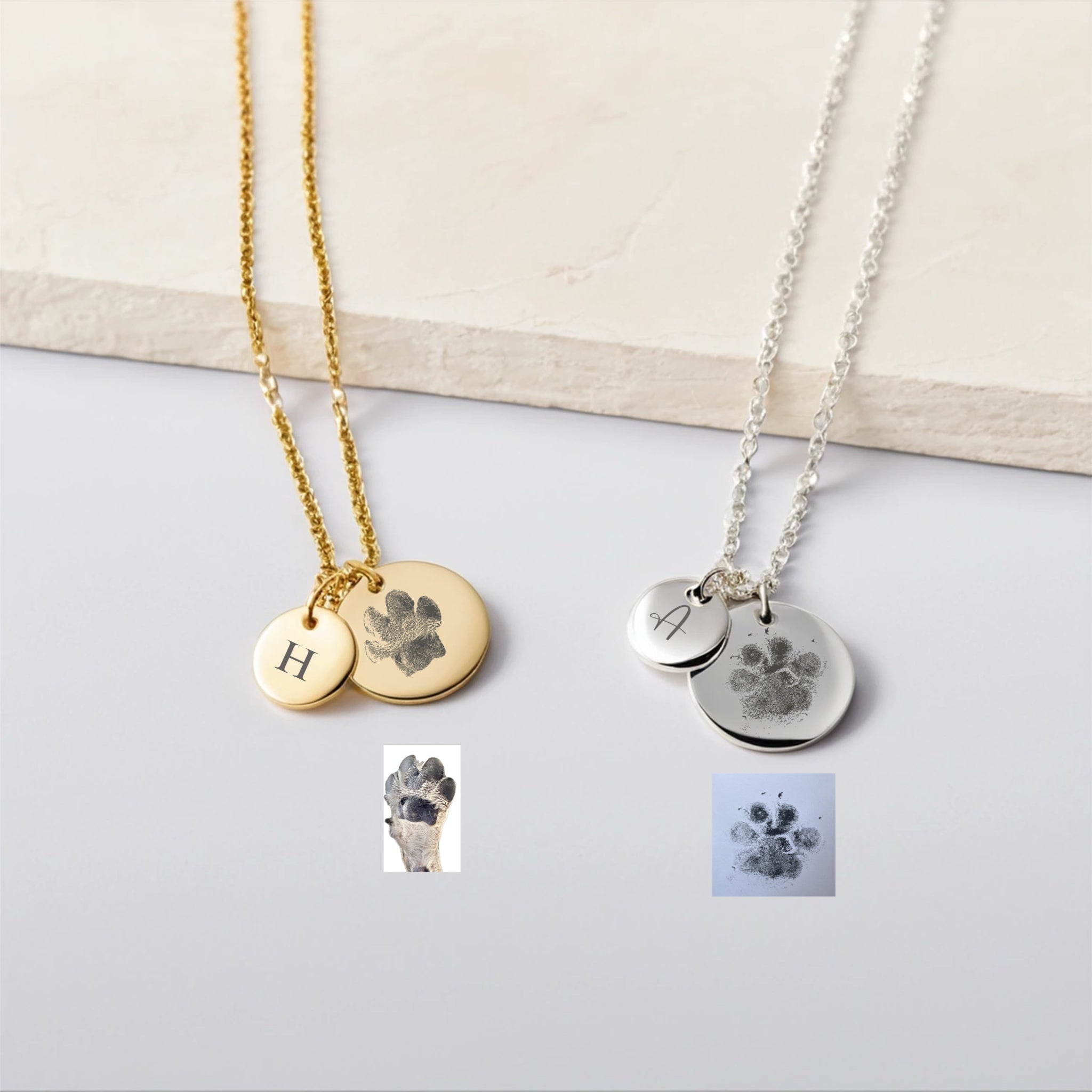 Custom Paw Print Necklace with Initial