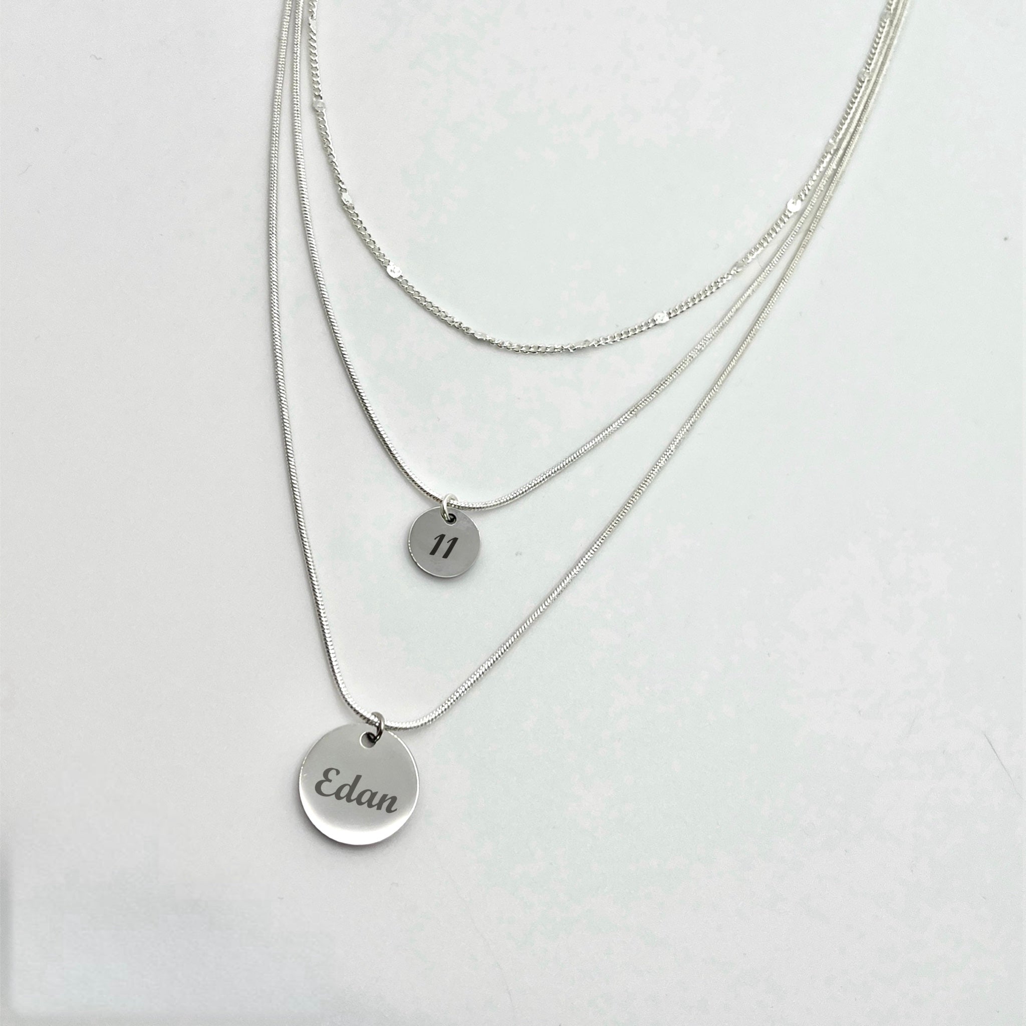 Personalised Triple Layered Necklace with Double Discs