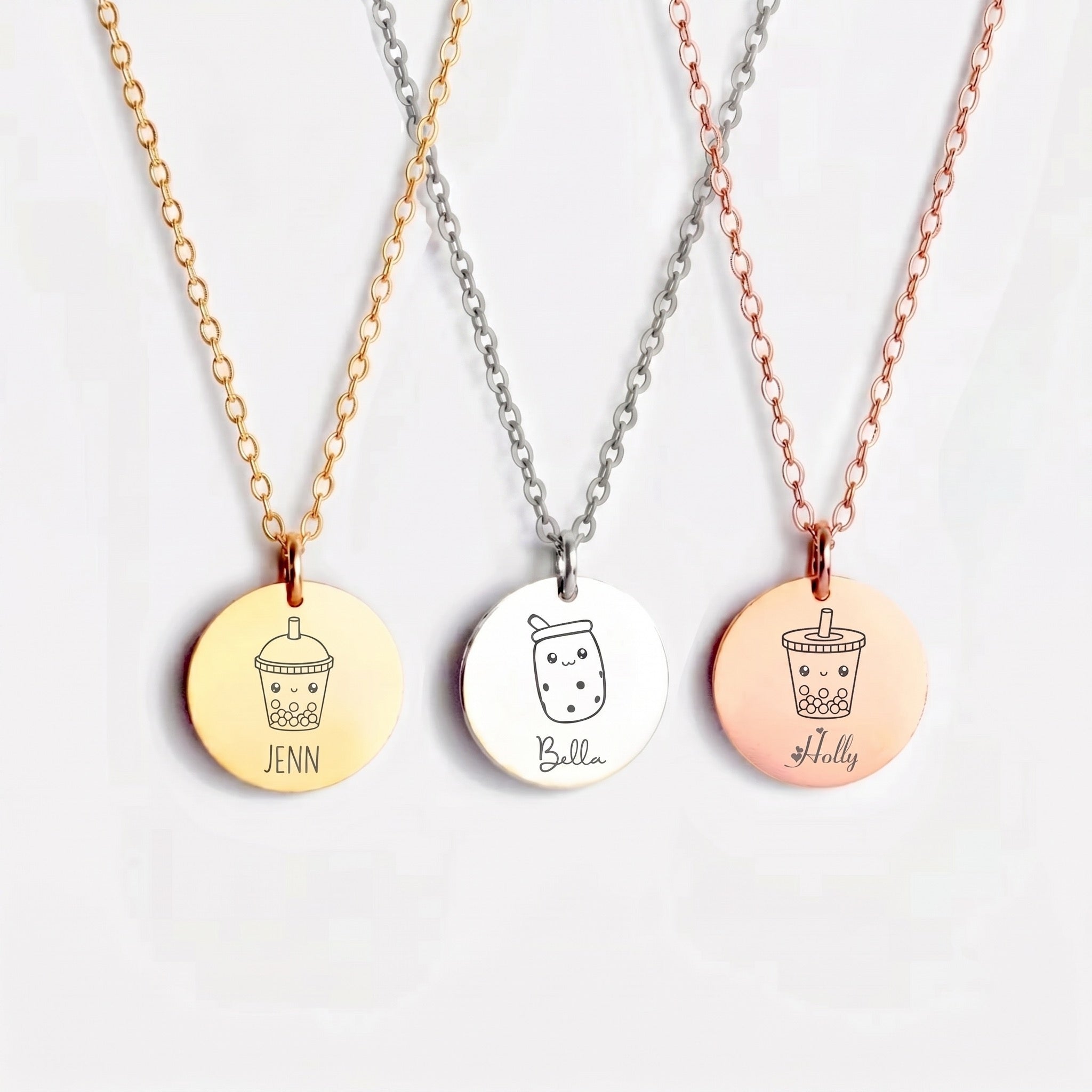 Kawaii Bubble Tea with Name Necklace