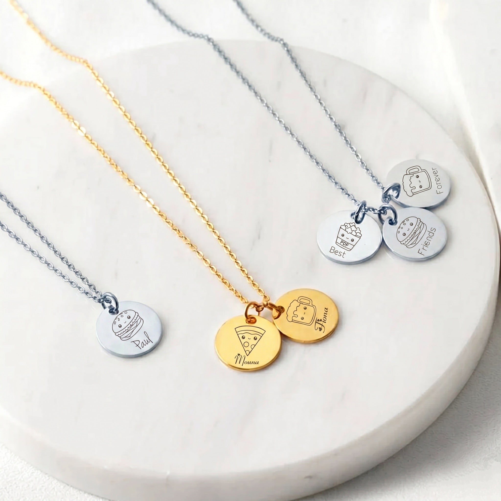 Kawaii Fast Food with Name Necklace