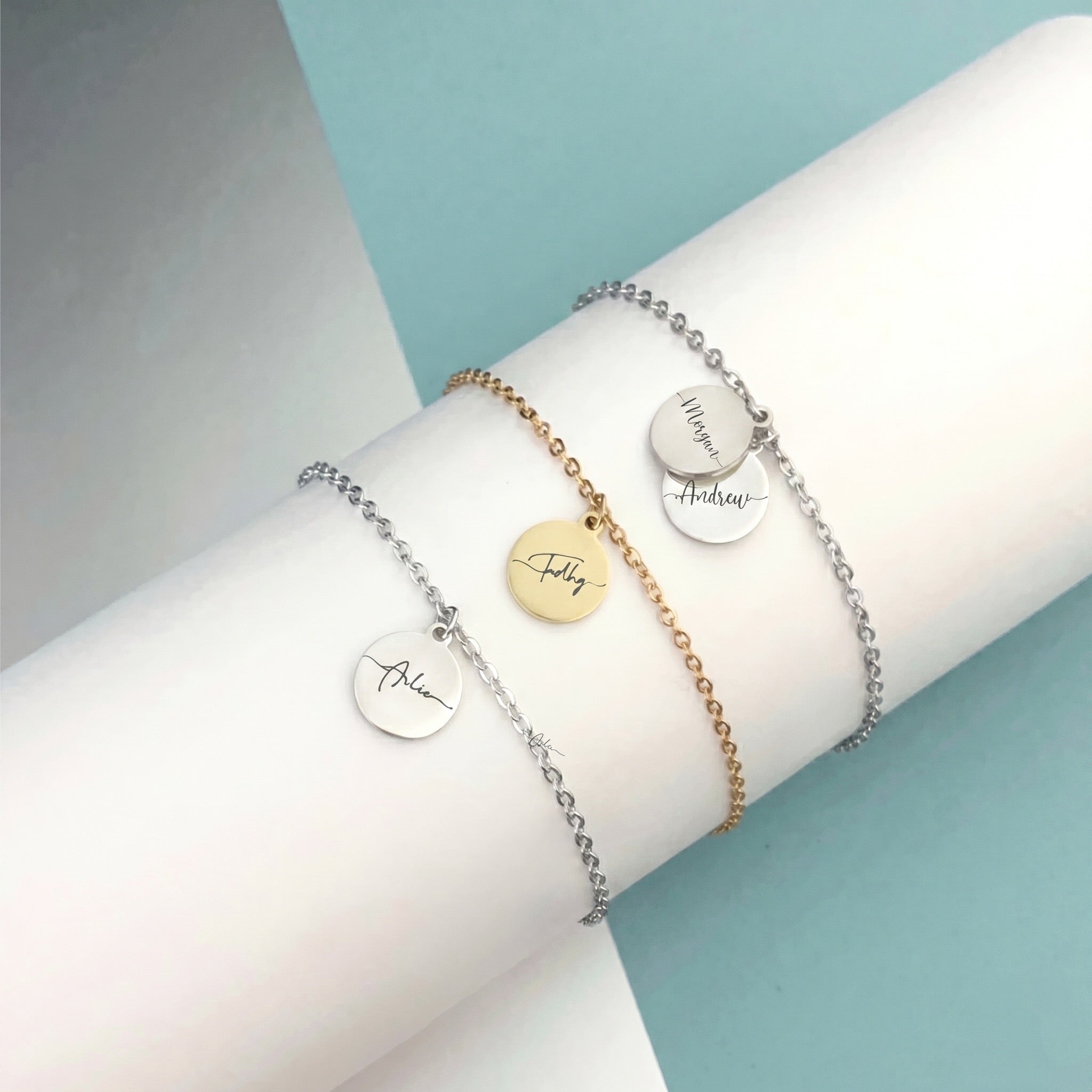 Swirly Name Disc Bracelet
