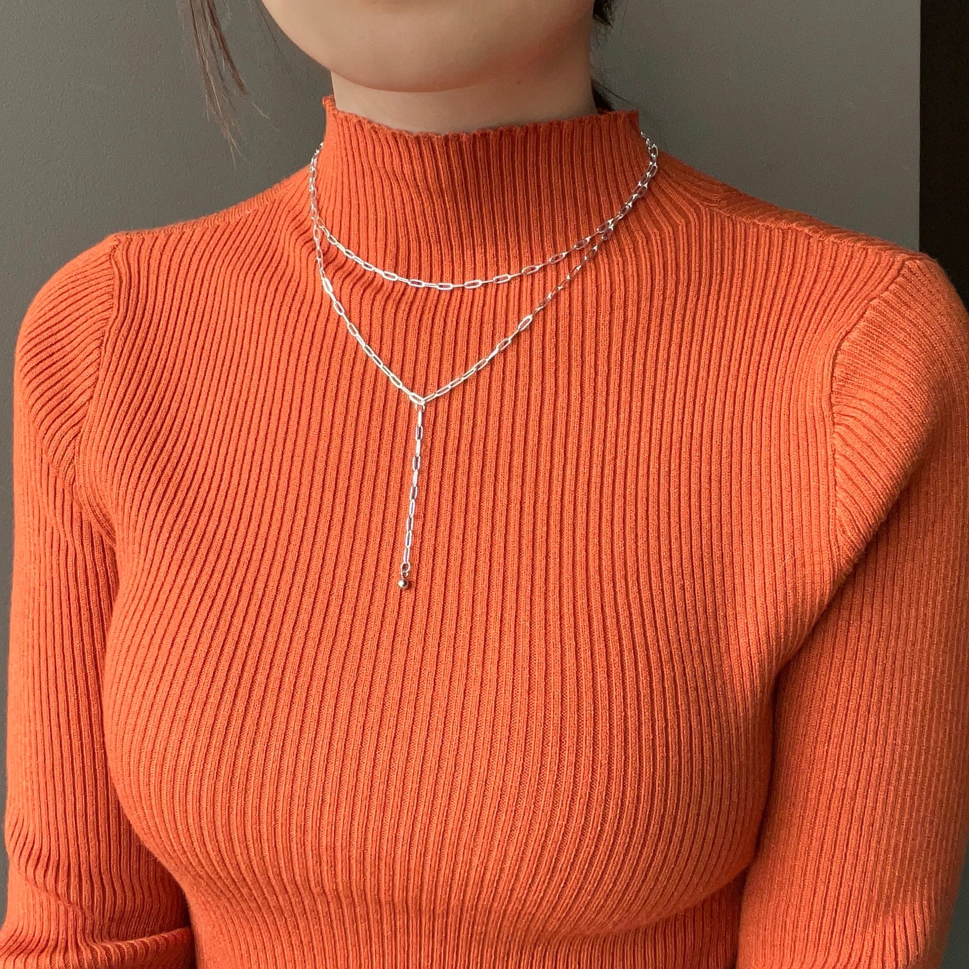 Paperclip Layer Lariat Necklace