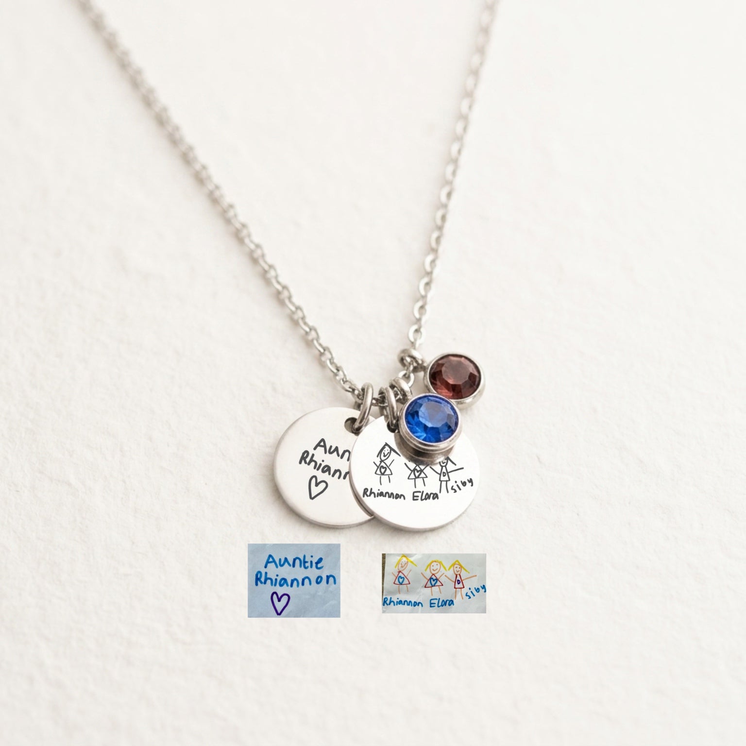 Drawing Necklace with Birthstone
