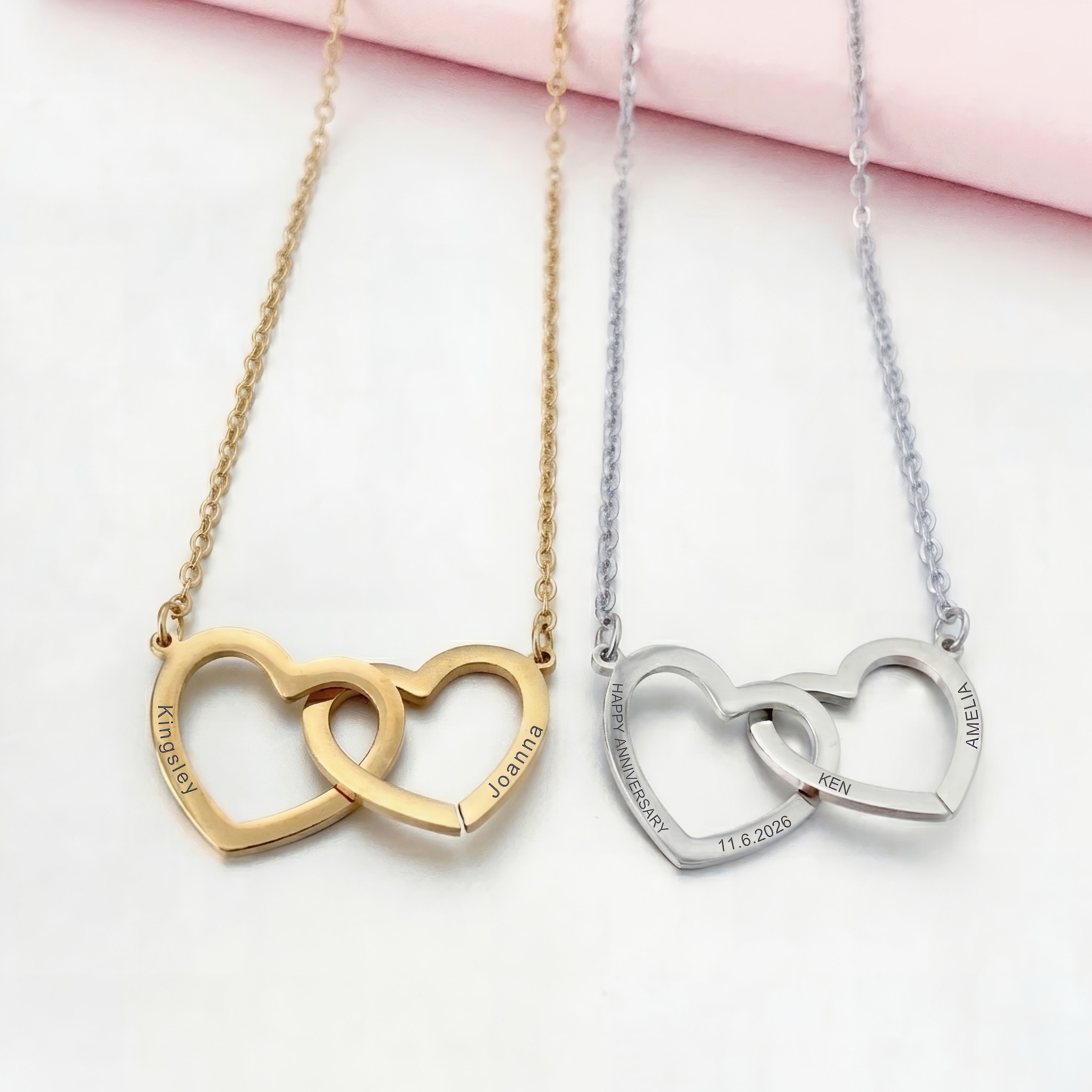 Double Interlocking Heart Necklace