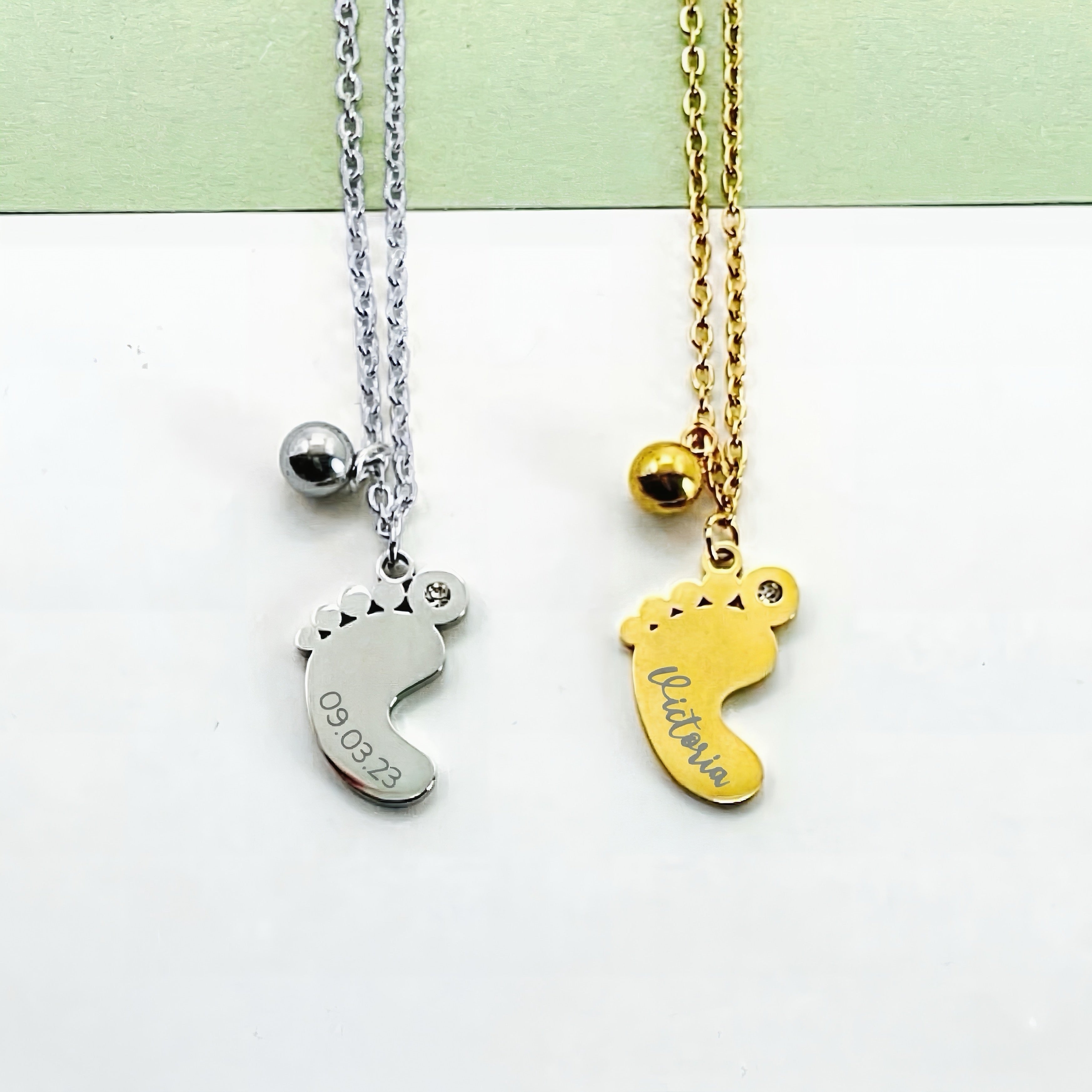 Baby Foot Necklace with Ball charm