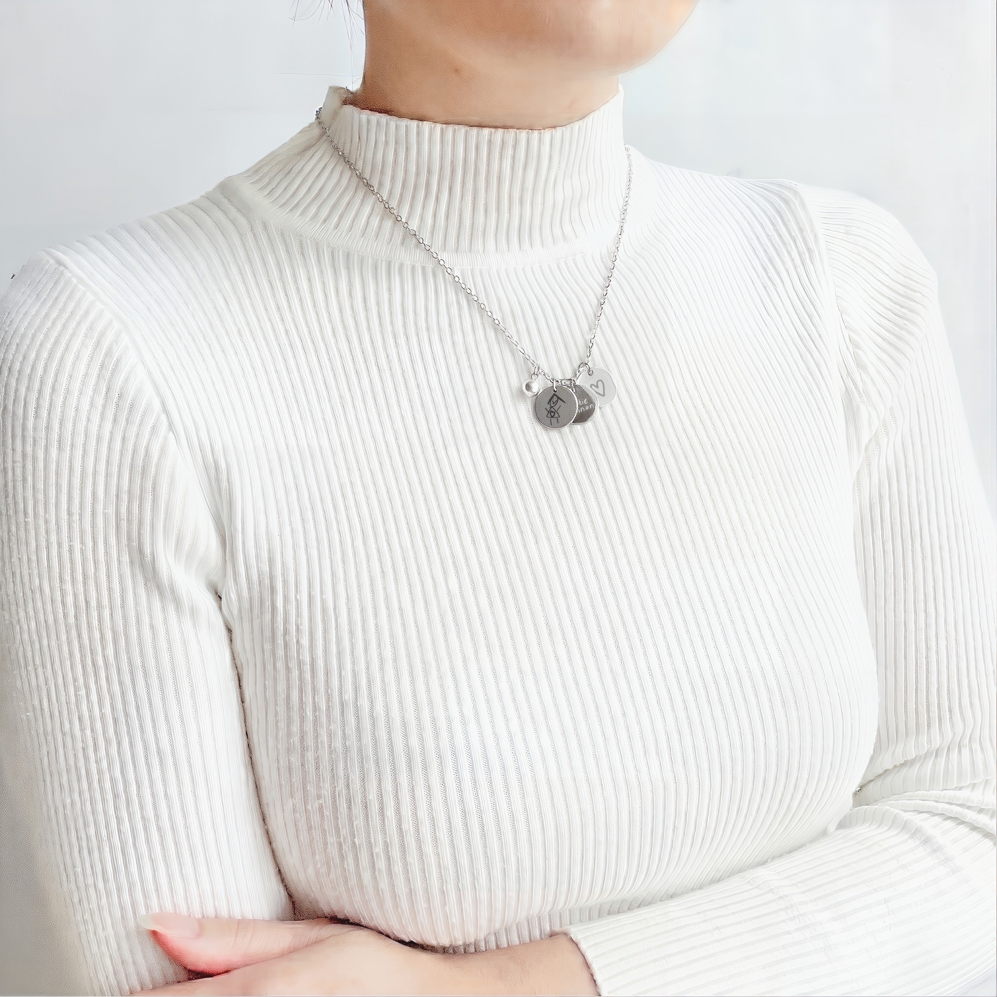 Handwriting Necklace with Ball Charm