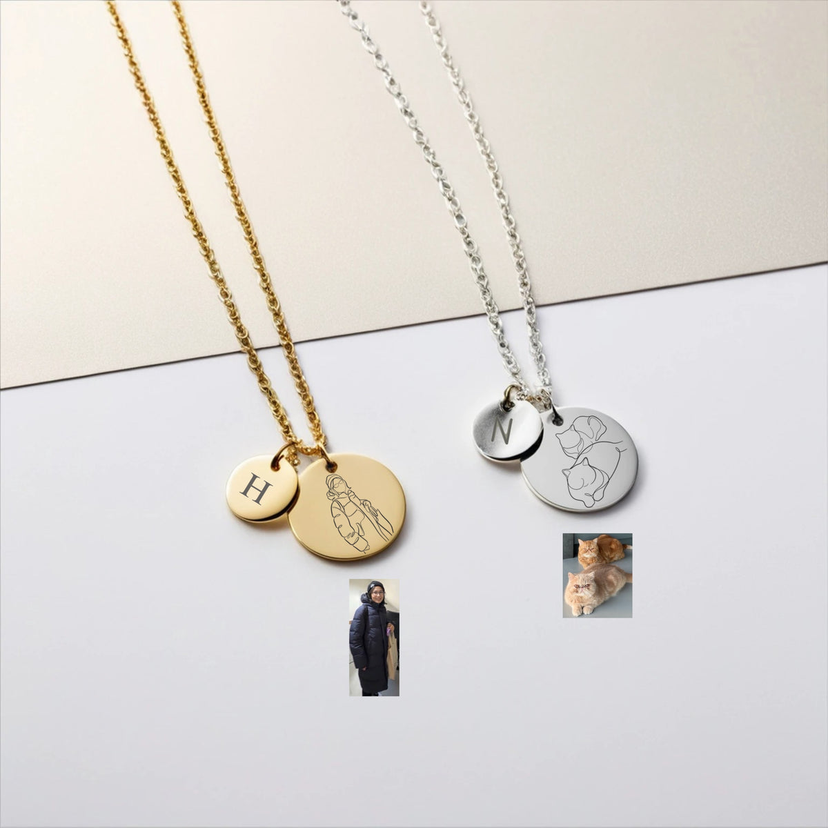 Drawn from Photo Minimalist Calligraphy Necklace with Initial