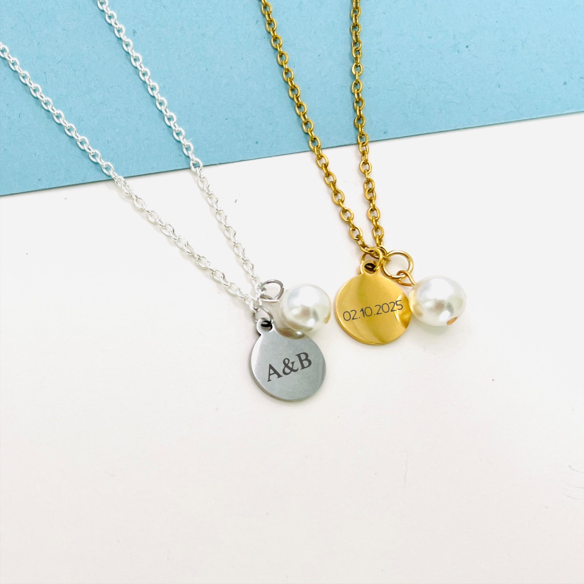 Small Disc with Pearl Charm Necklace