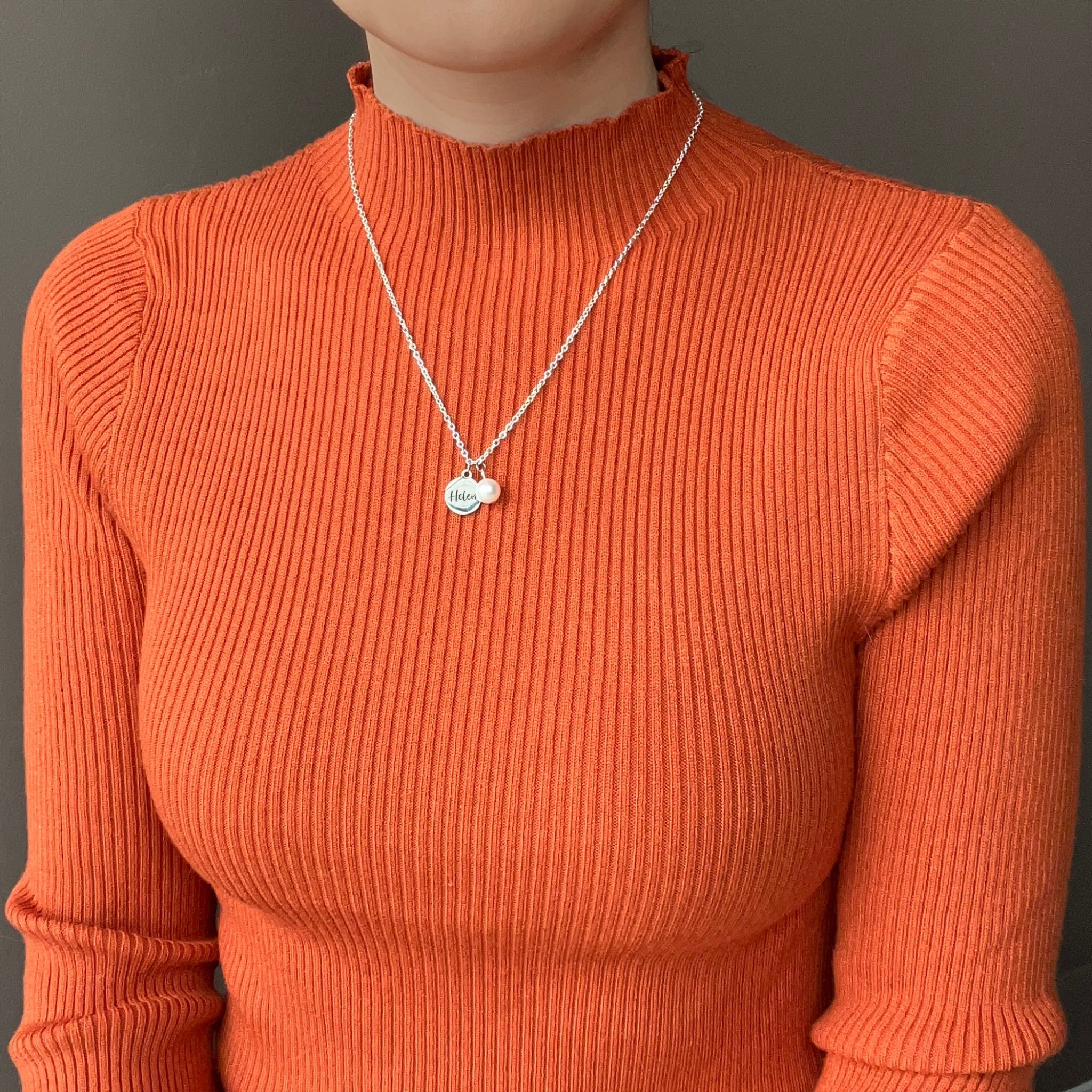 Small Disc with Pearl Charm Necklace