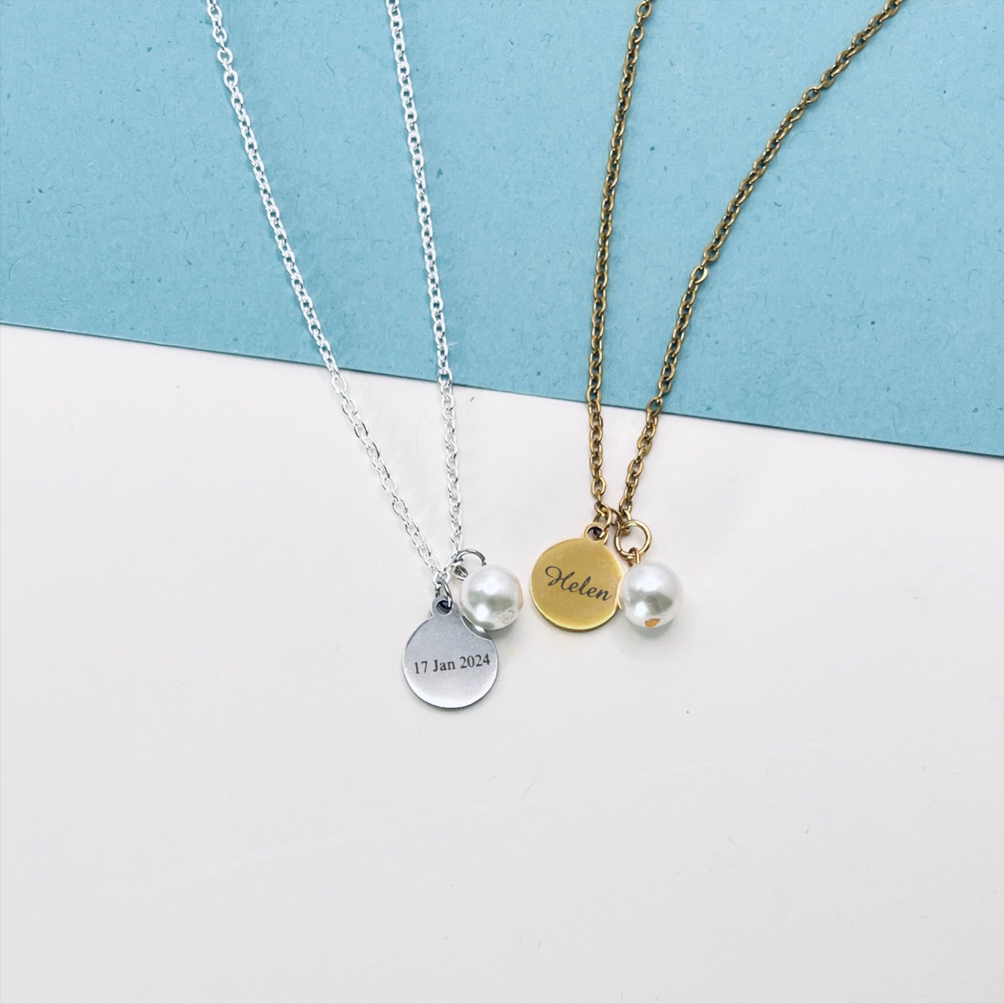 Small Disc with Pearl Charm Necklace