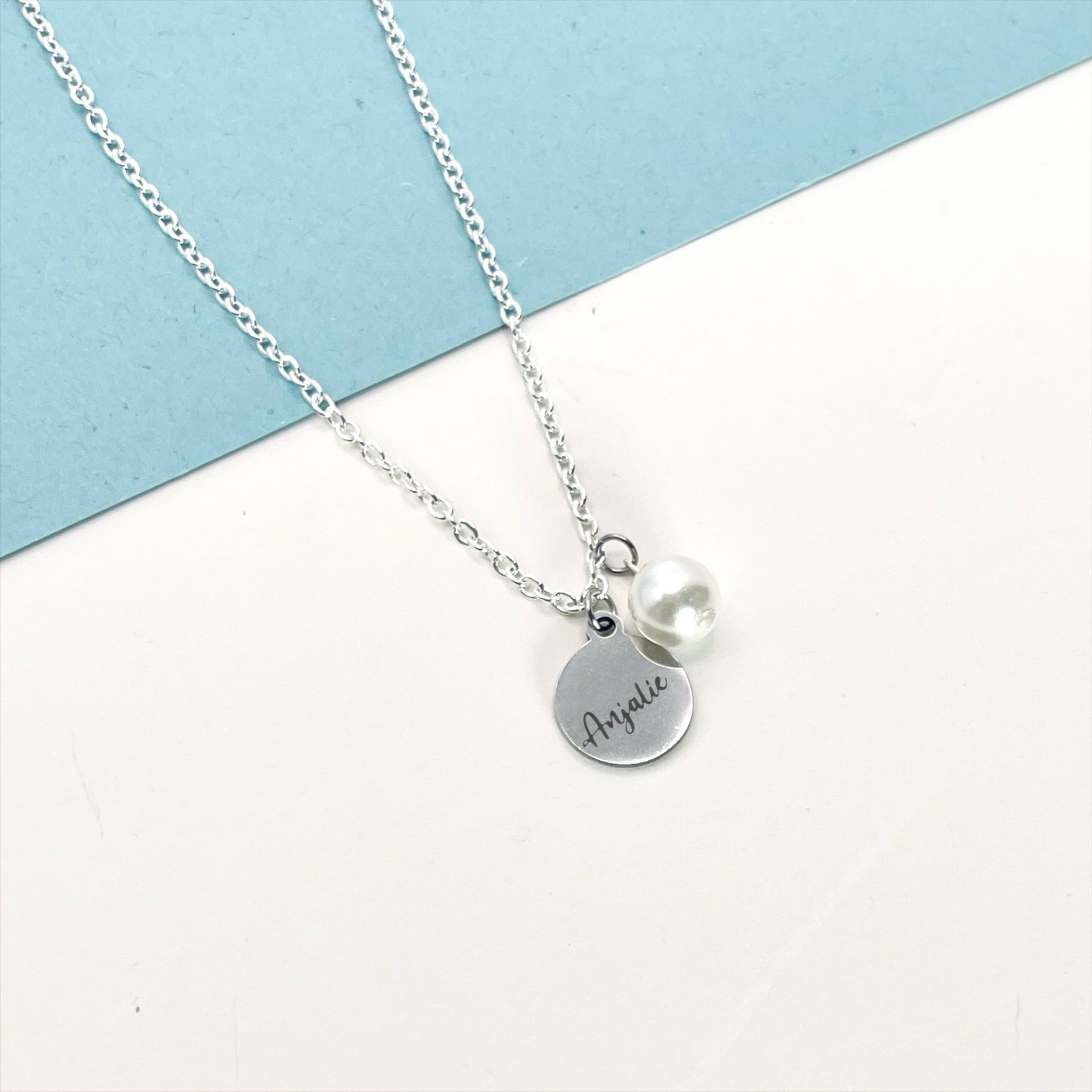 Small Disc with Pearl Charm Necklace