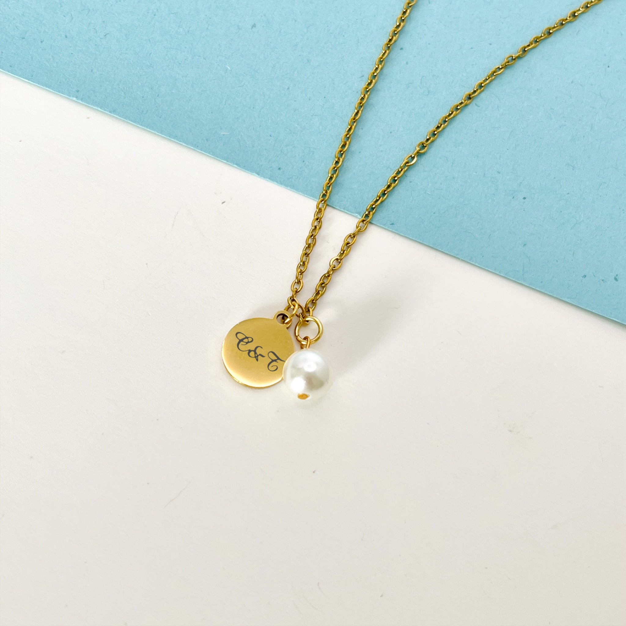 Small Disc with Pearl Charm Necklace