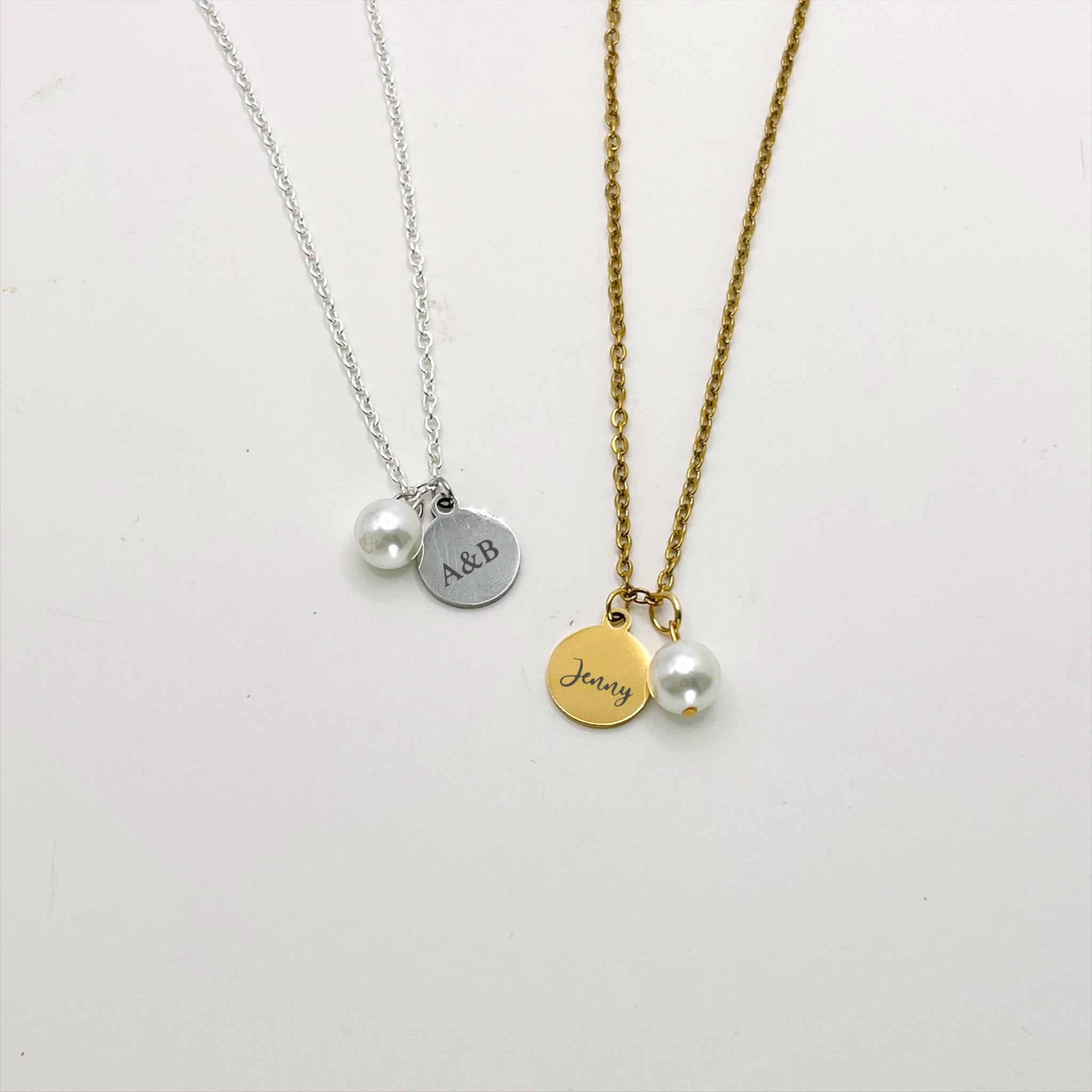 Small Disc with Pearl Charm Necklace