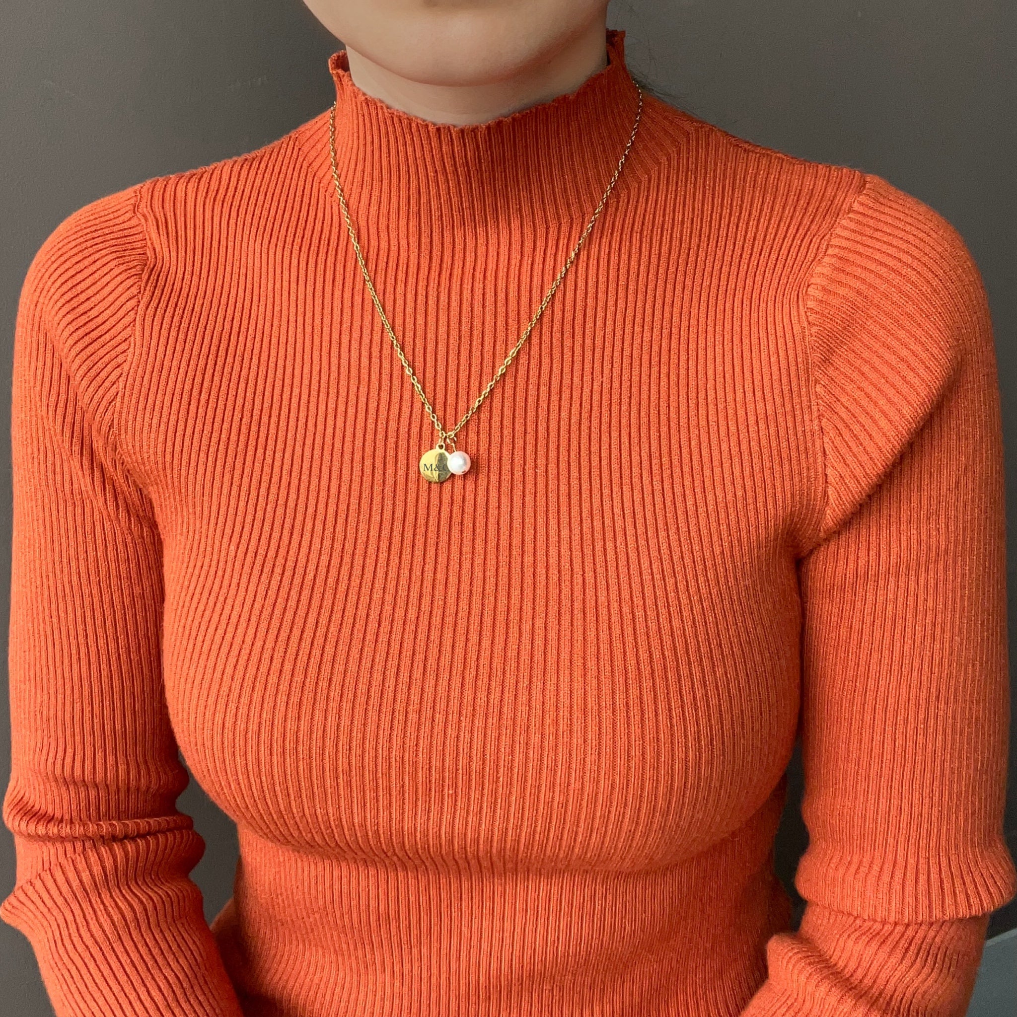 Small Disc with Pearl Charm Necklace