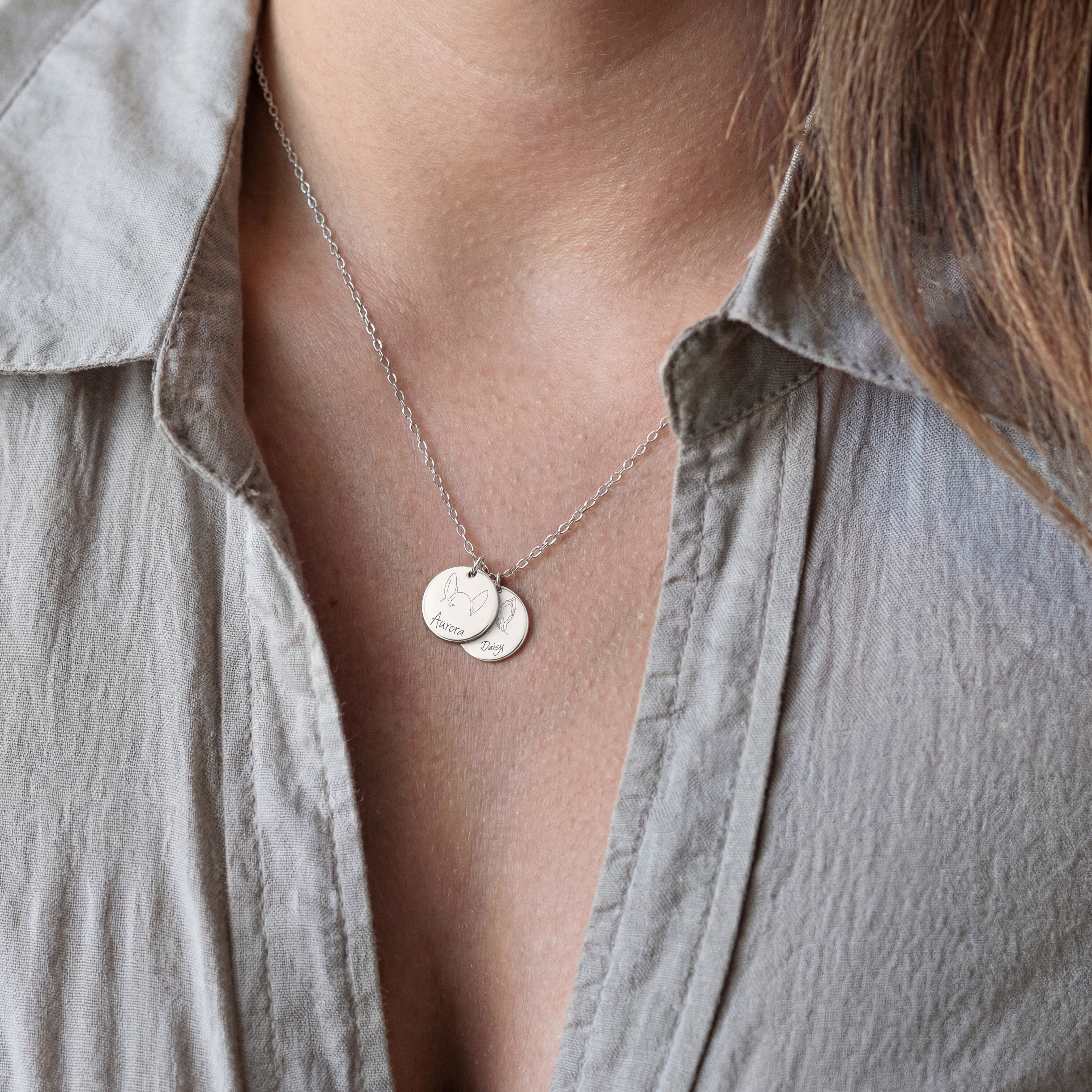 Pet Ears Drawing & Name Necklace