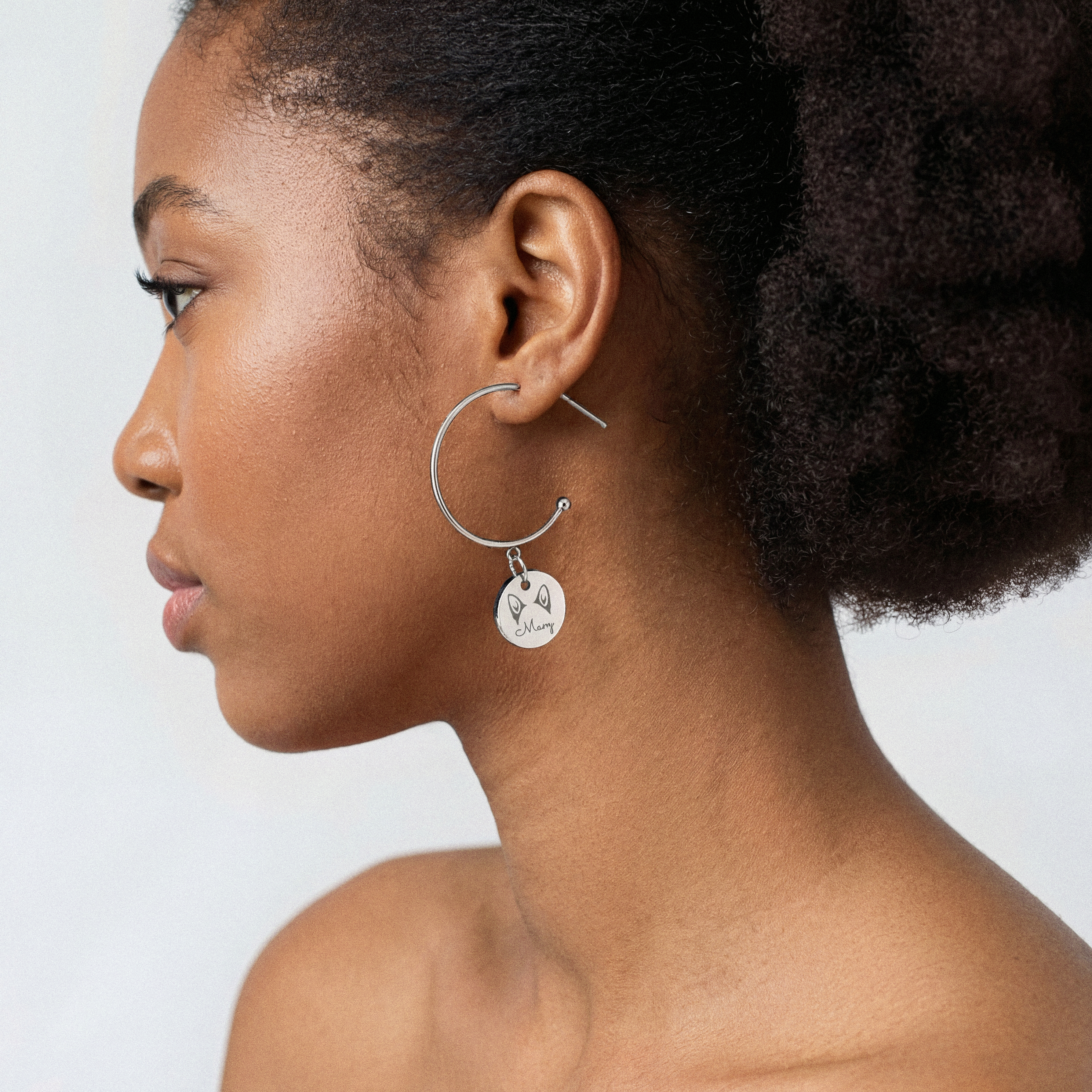 Dog Ears Disc Hoop Earrings