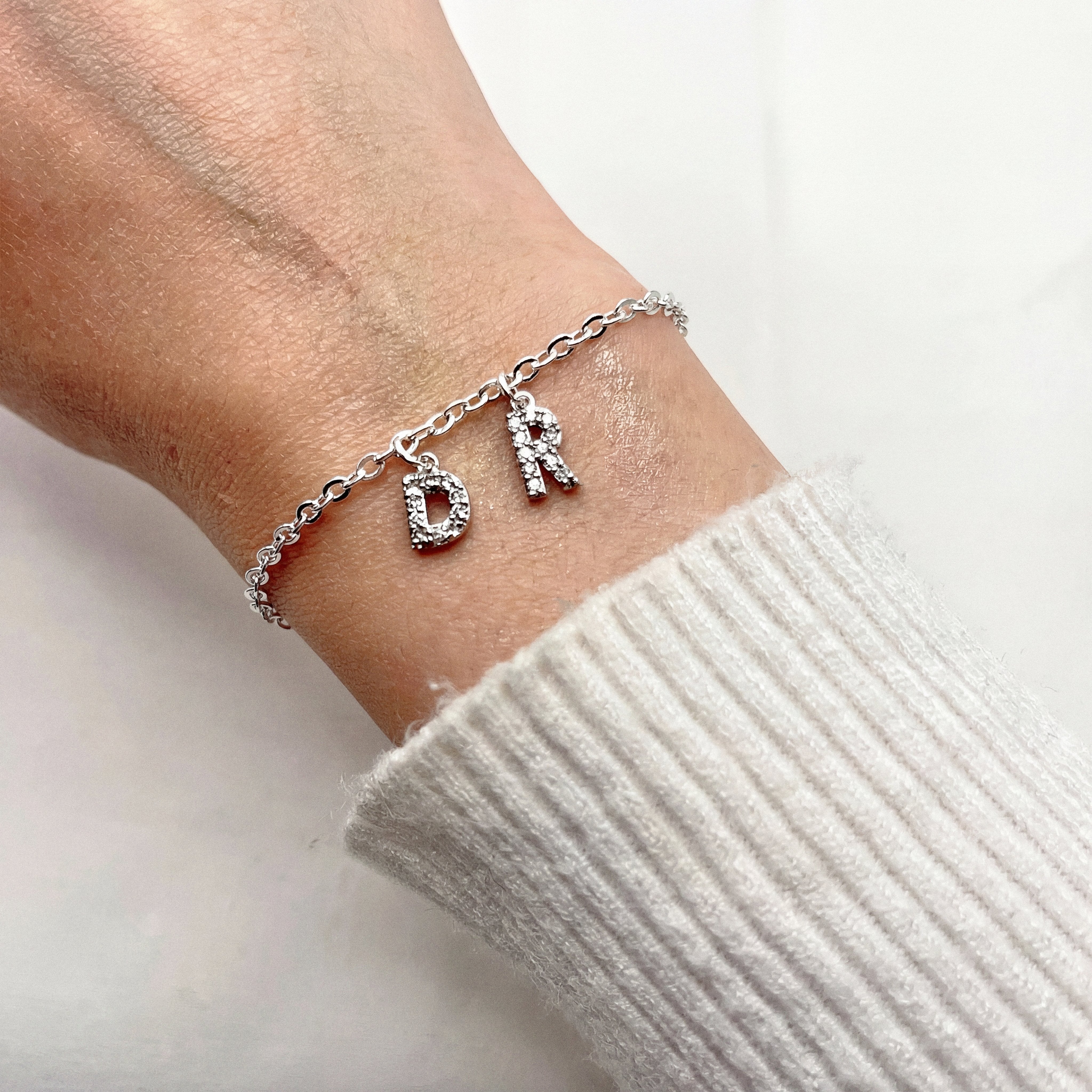 Multi Crystal Initial Bracelet