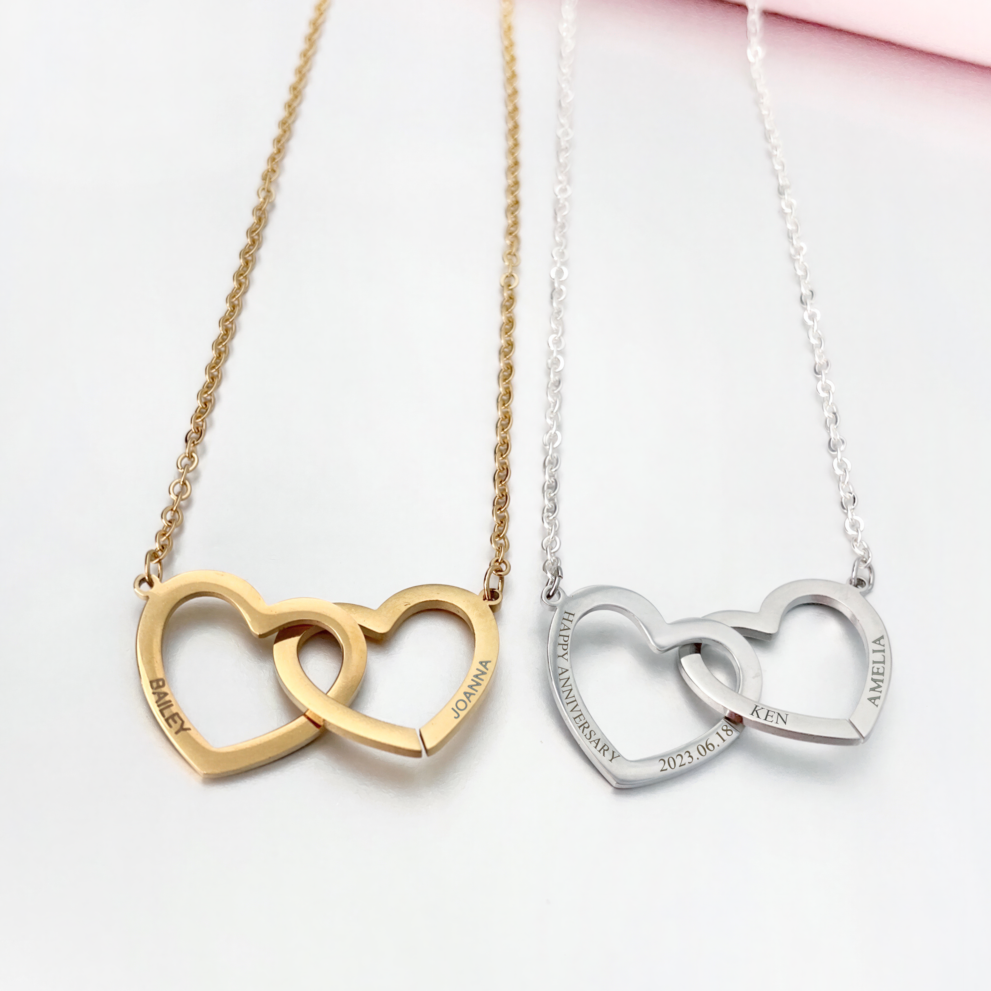 Double Interlocking Heart Necklace