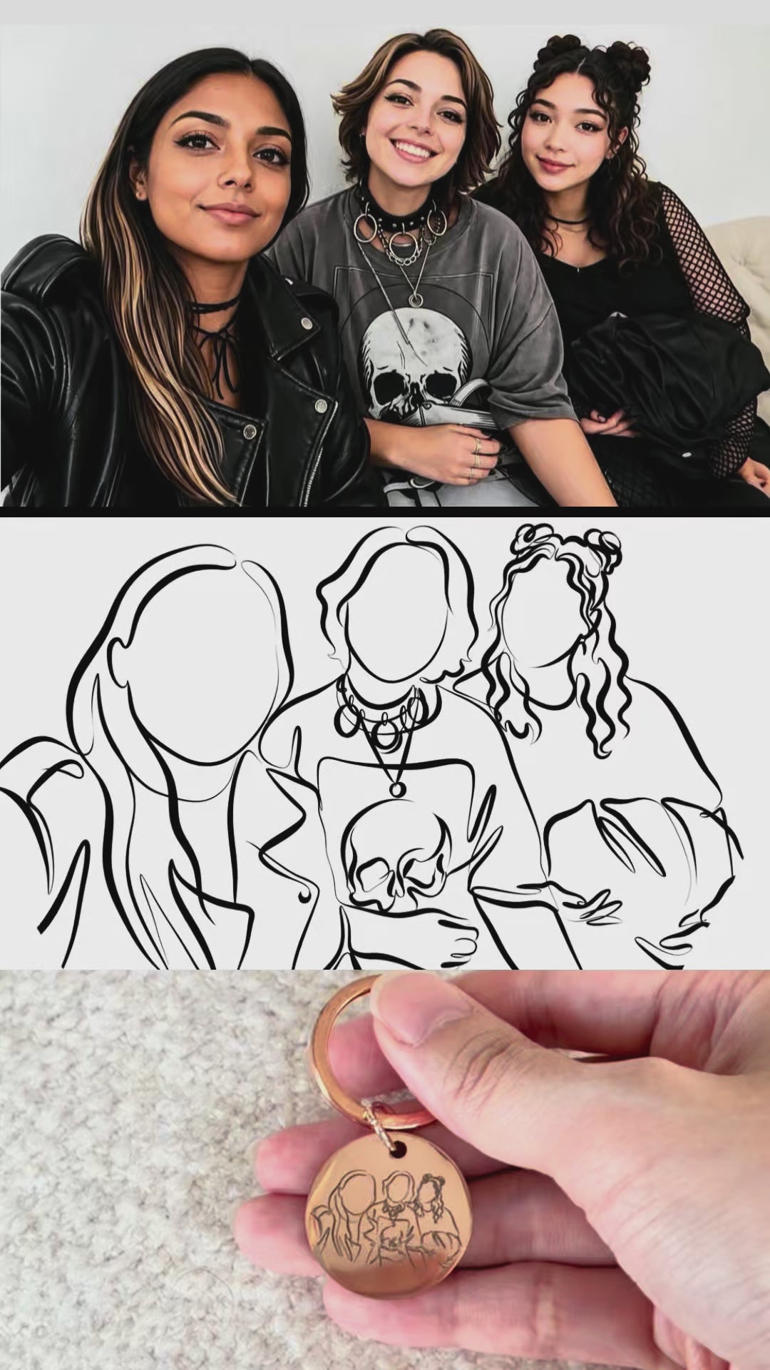 Load video: Draw from Photo Calligraphy Line Keyring