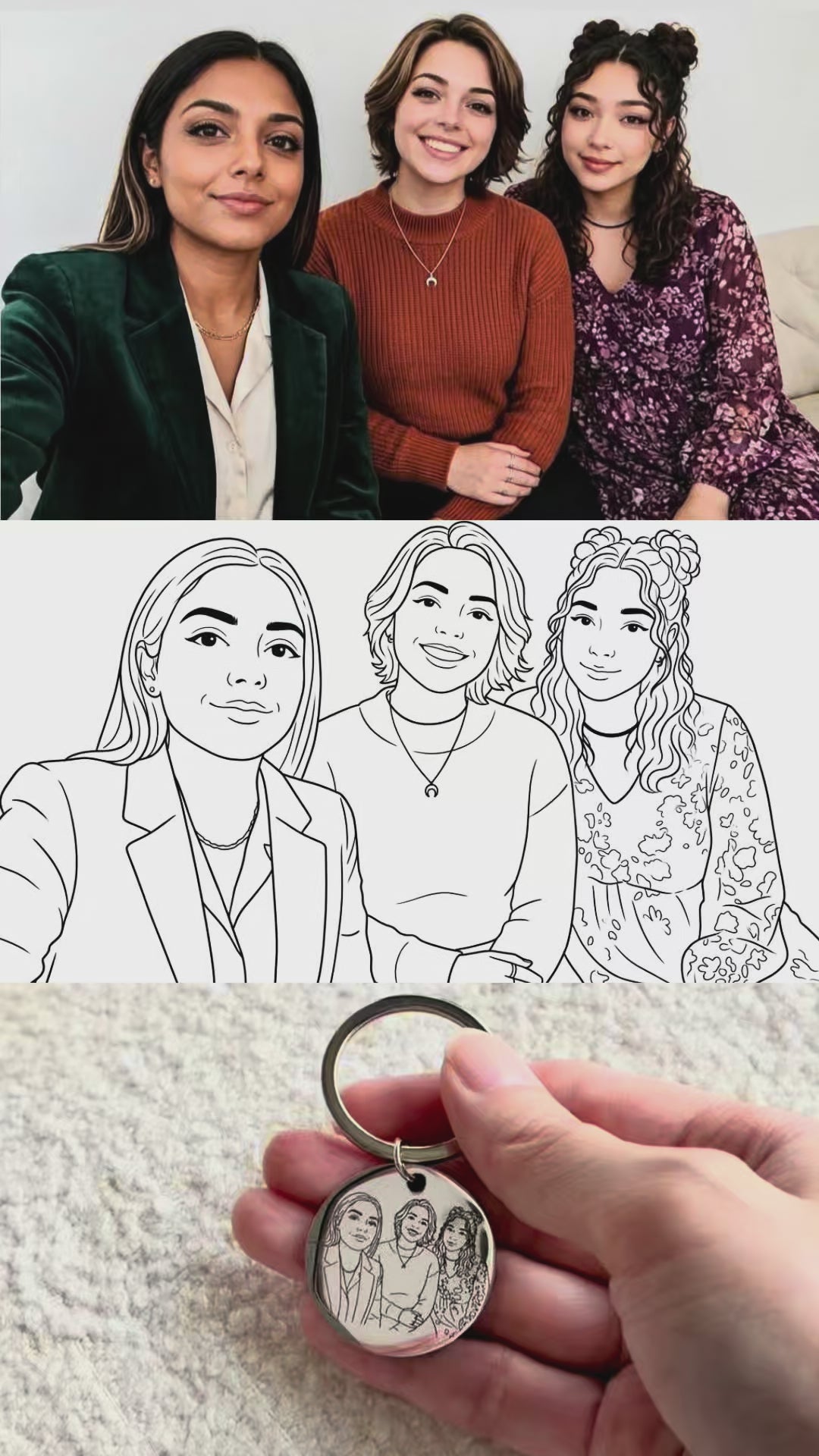 Load video: Draw from Photo Couple Keyring