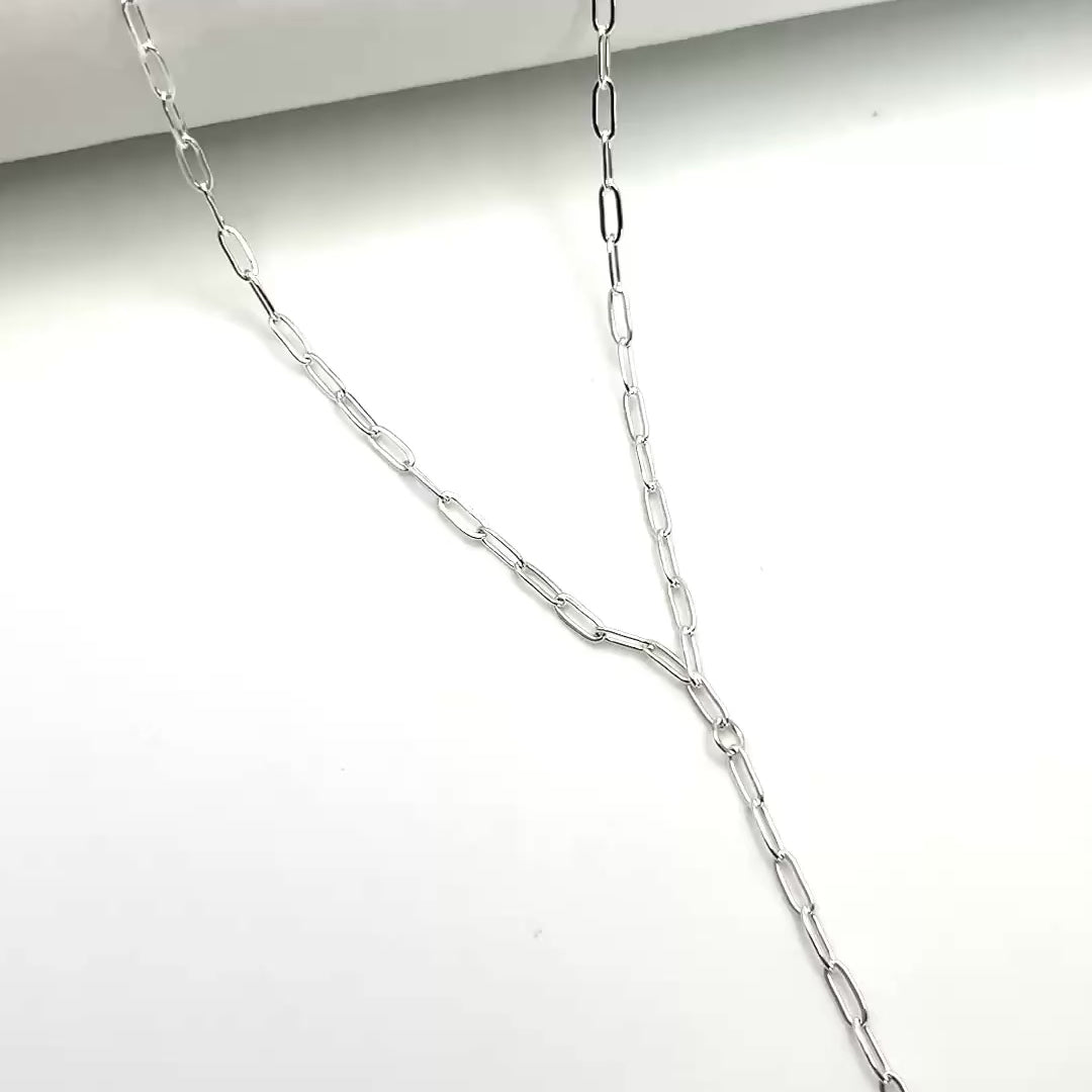 Load video: Paperclip Lariat Necklace