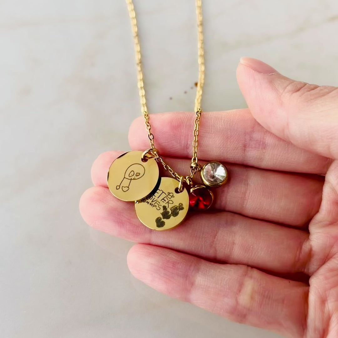 Load video: Drawing Necklace with Birthstone