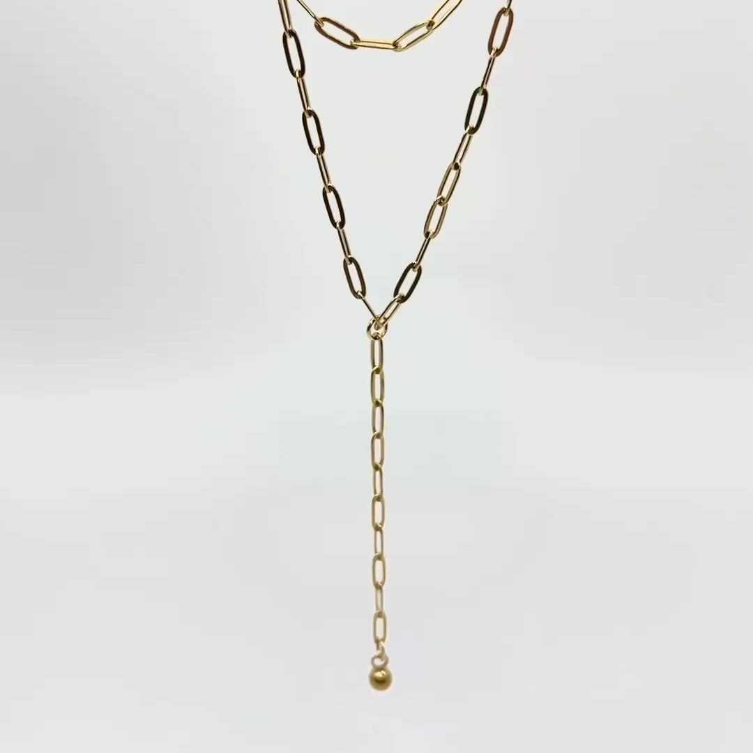 Load video: Paperclip Layer Lariat Necklace